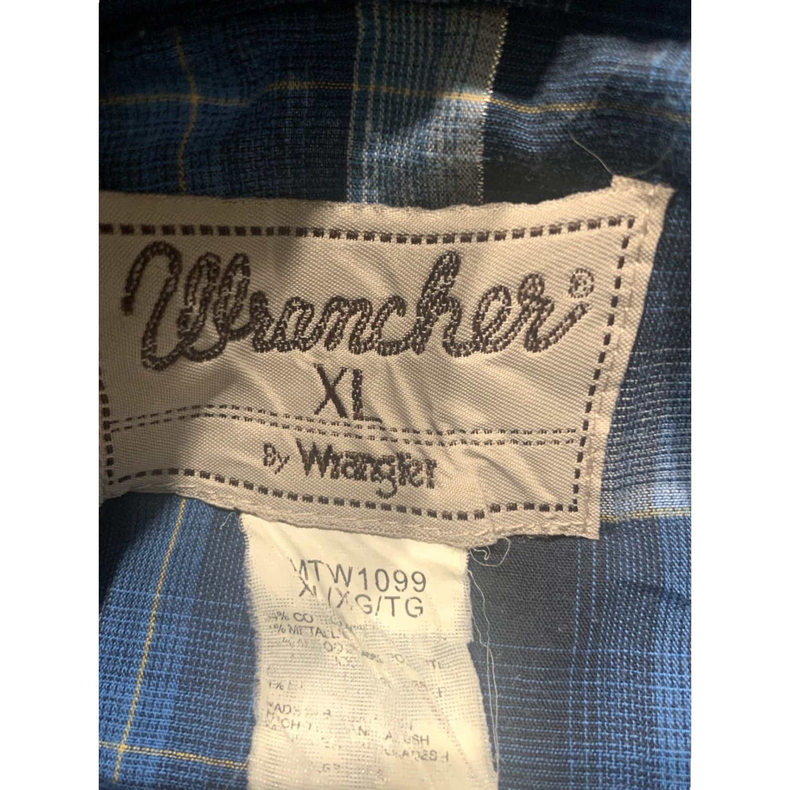 Wrangler Wrangler Western Shirt Pearl Snap Button-up Mens XL Blue Plaid Long Sleeve Casual Cowboy Rockabilly Size US XL / EU 56 / 4 - 6 Thumbnail