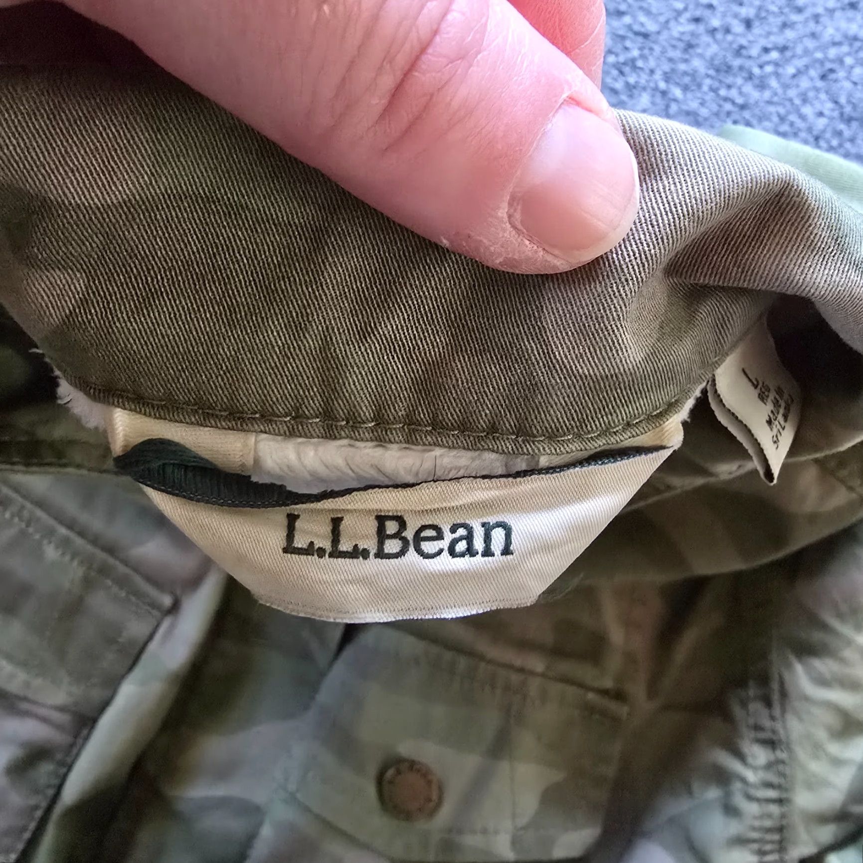 Vintage LL Bean Jacket Women Large Green Camo Pockets Fleece Lined Military Regular Fit Spring Fall Winter Field Coat Size L / US 10 / IT 46 - 5 Thumbnail