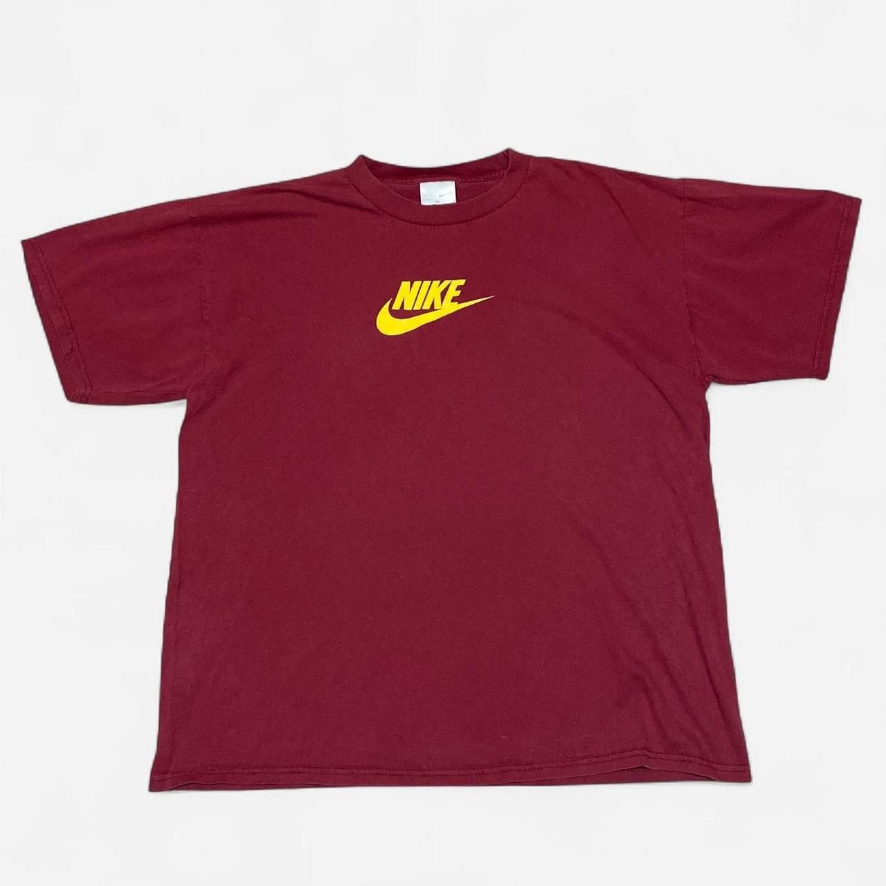 Nike Vintage Nike swoosh burgundy and yellow graphic Tshirt Size US XL / EU 56 / 4 - 1 Thumbnail
