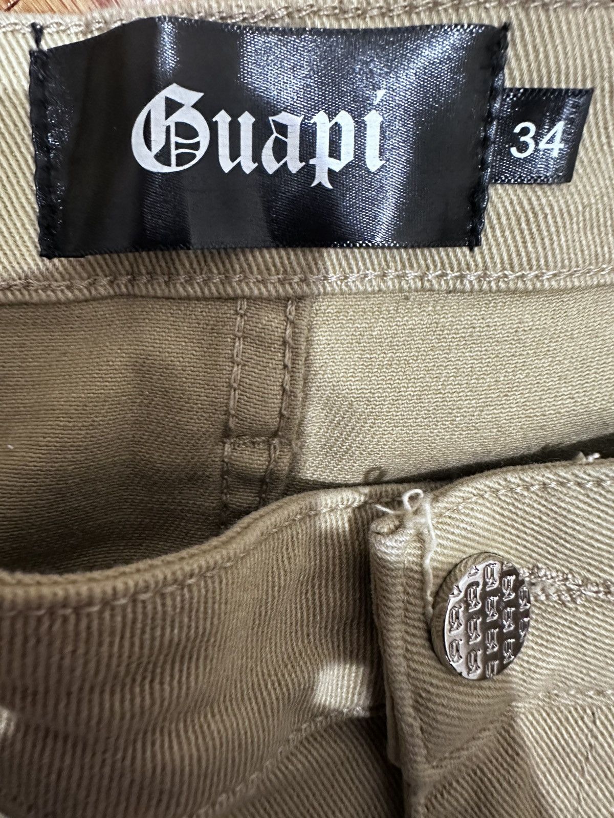 GUAPI “SAND BROWN” STACKED DENIM JEANS SIZE 34