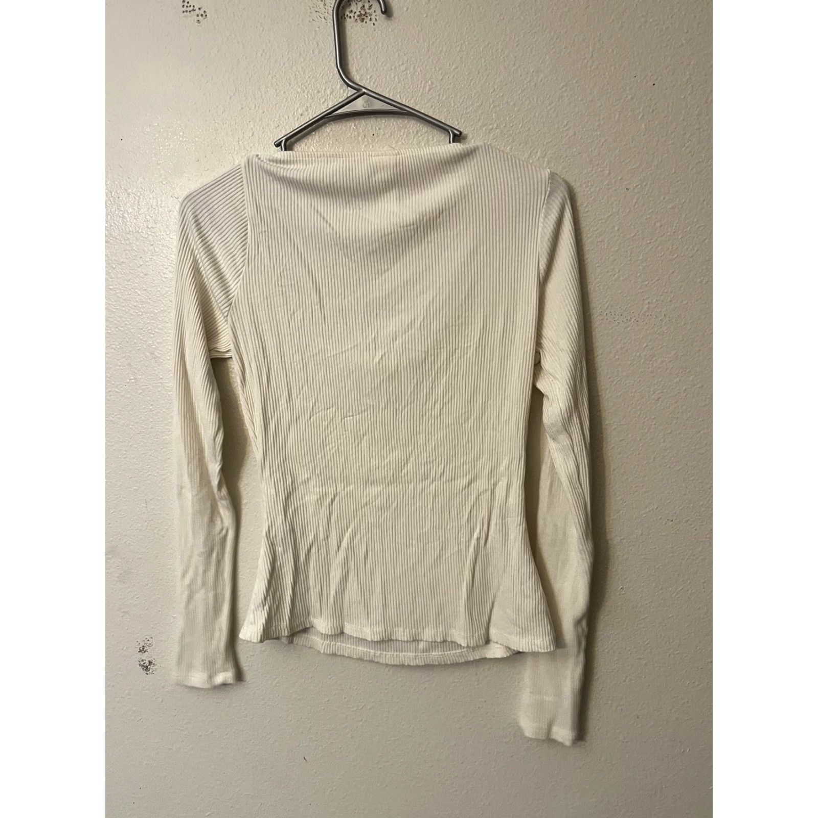 H&M H&M Shirt Womens Medium White Long Sleeve Square Neck Stretch Fitted Top Modern Size M / US 6-8 / IT 42-44 - 3 Thumbnail