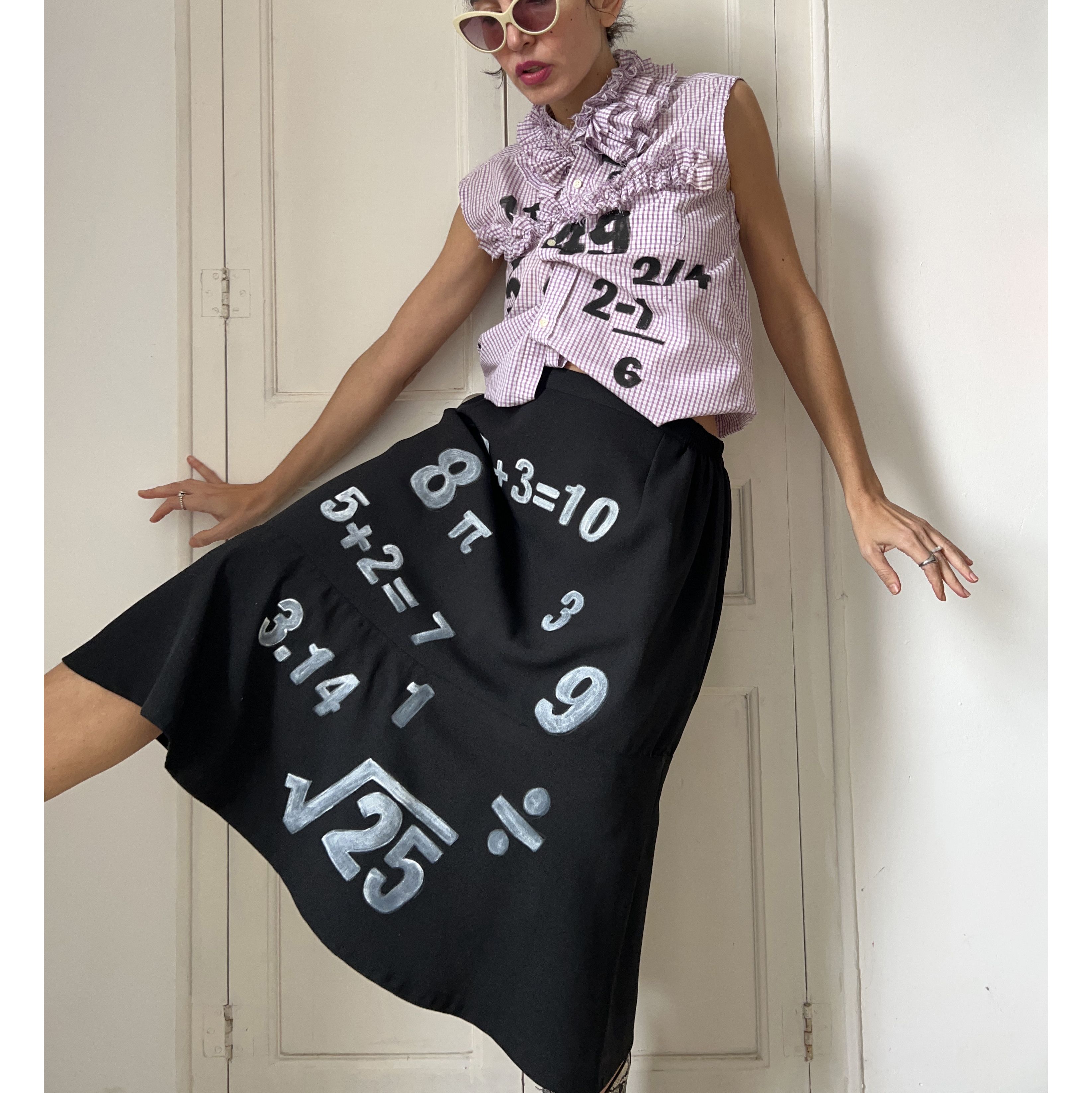 Custommade Hand-Painted Math Equation Skirt Set Size XL / US 12-14 / IT 48-50 - 1 Thumbnail