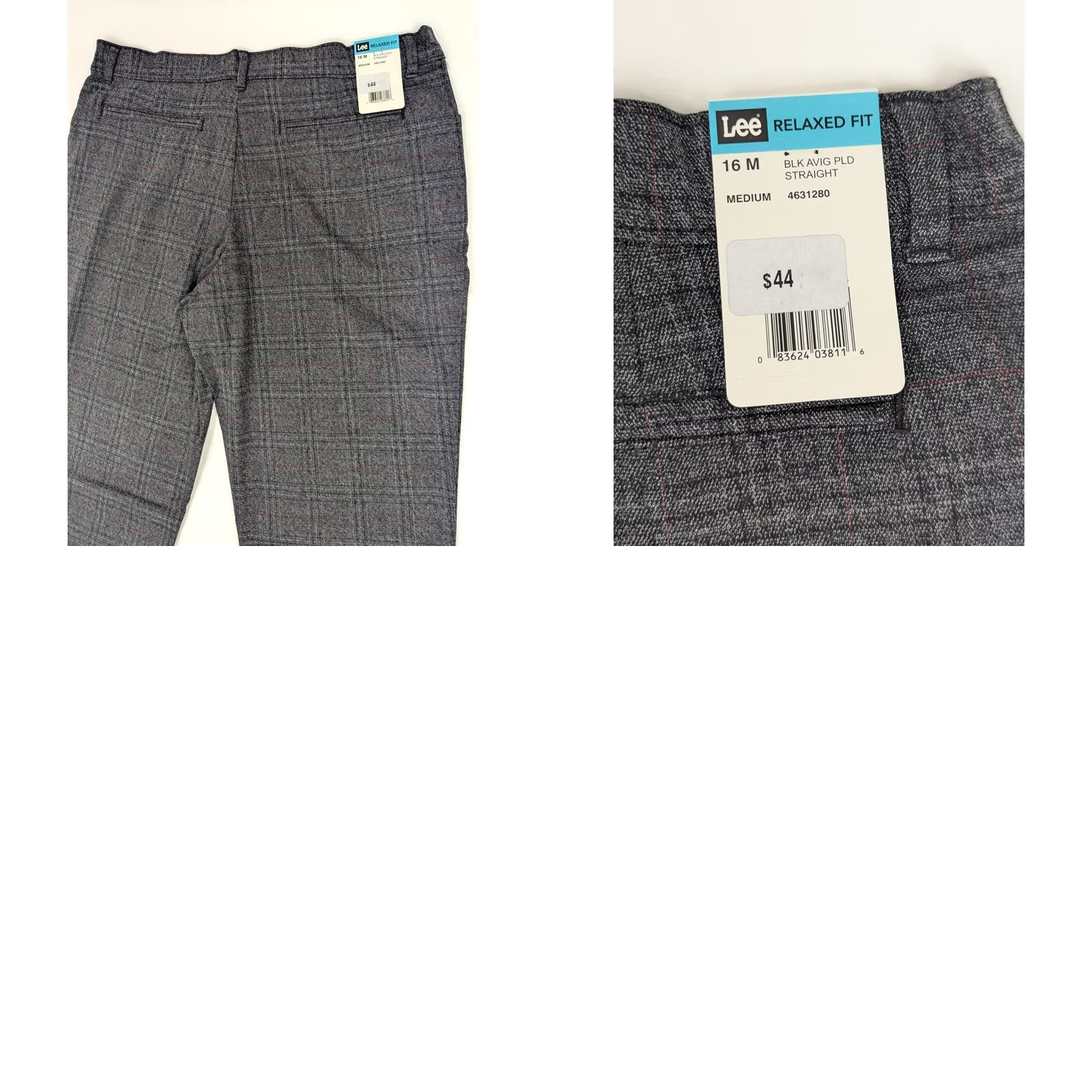 Lee Lee Relaxed Straight Leg Pants Women 16M 35x31.5 Gray Plaid NWT Size 38" / US 16 / IT 52 - 9 Thumbnail