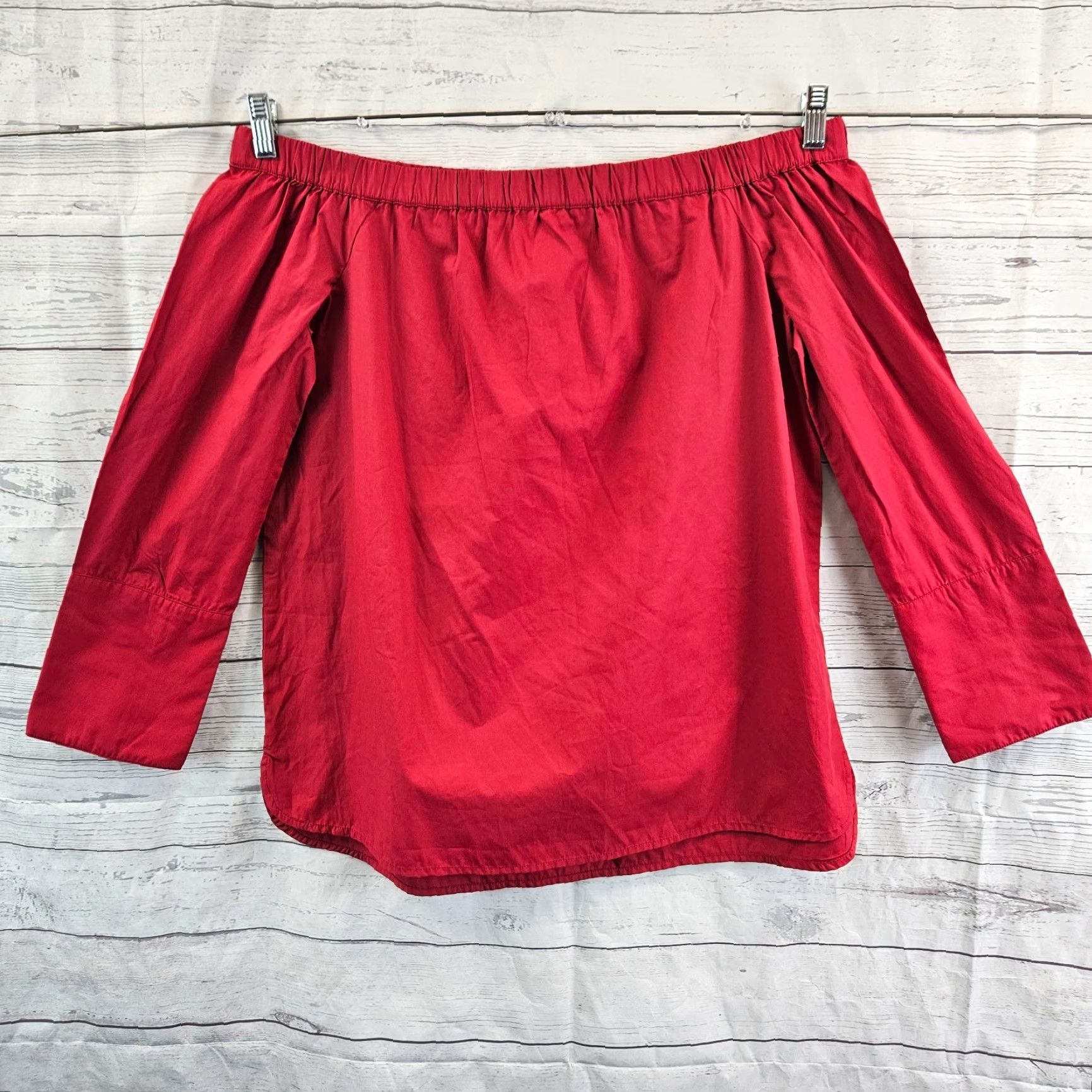 Vintage Motherhood Maternity Off the Shoulder Top Blouse Womens Sz M Red Cotton Blend Size M / US 6-8 / IT 42-44 - 2 Thumbnail