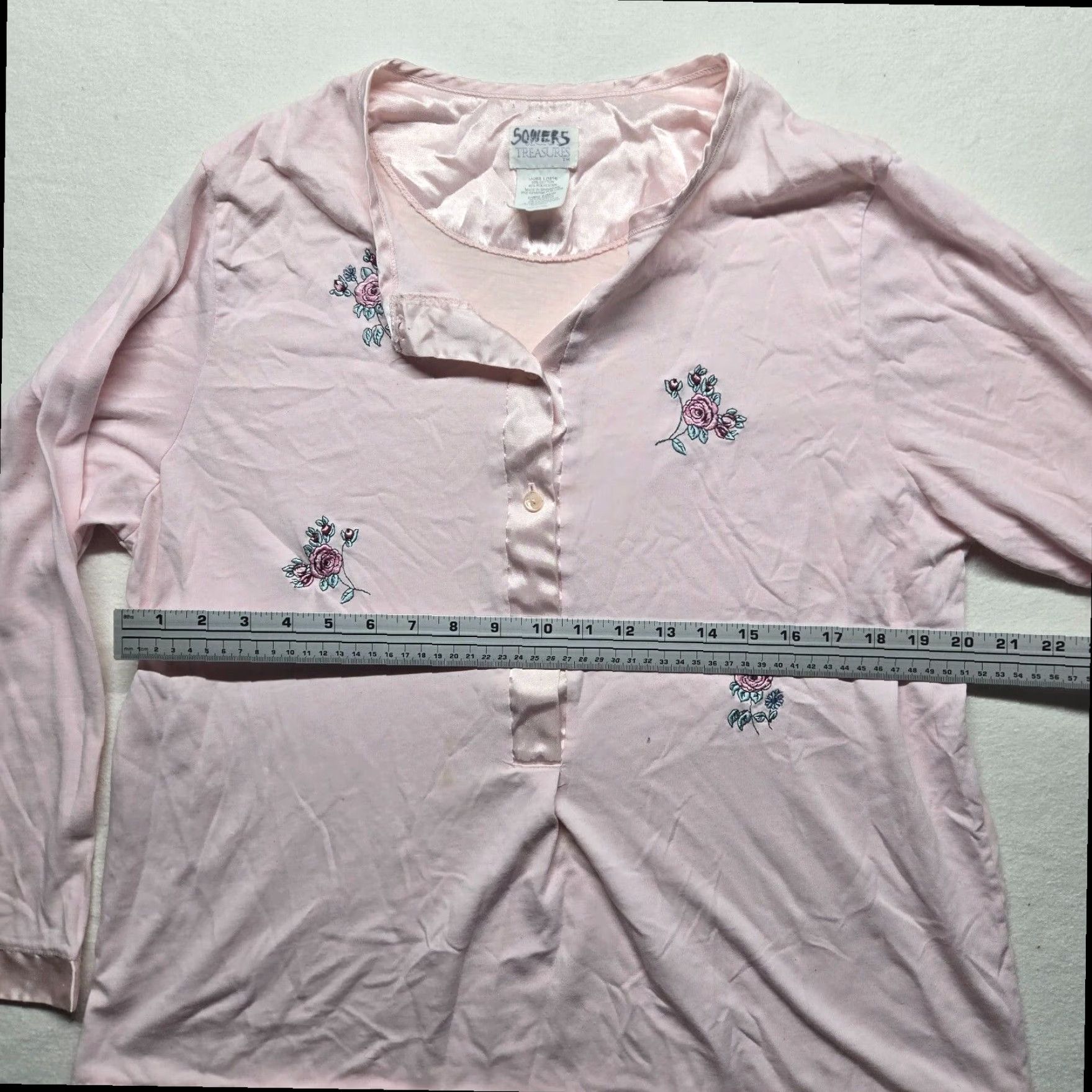 Vintage Secret Treasures Pink Long Sleeve Pajama Shirt Women's Large Size L / US 10 / IT 46 - 4 Thumbnail