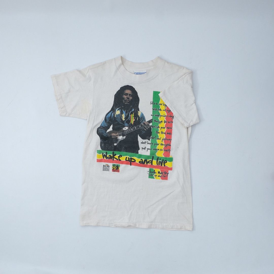 Bob Marley 1990s Bob Marley Wake Up And Live White Tee - Unisex Size US M / EU 48-50 / 2 - 2 Thumbnail