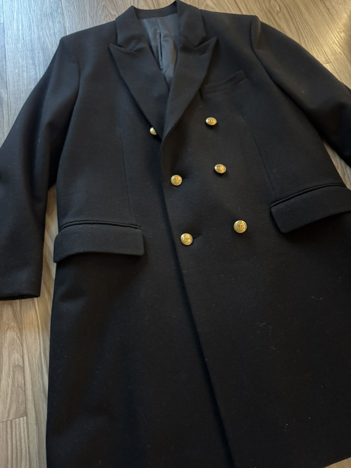 AMI AMI Paris Black Wool Overcoat w/Gold Button Detail Size US L / EU 52-54 / 3 - 1 Thumbnail