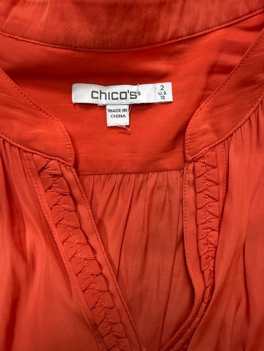 Chicos Romantic Coral Balloon Sleeve Blouse | Cottagecore Boho Size M / US 6-8 / IT 42-44 - 7 Thumbnail