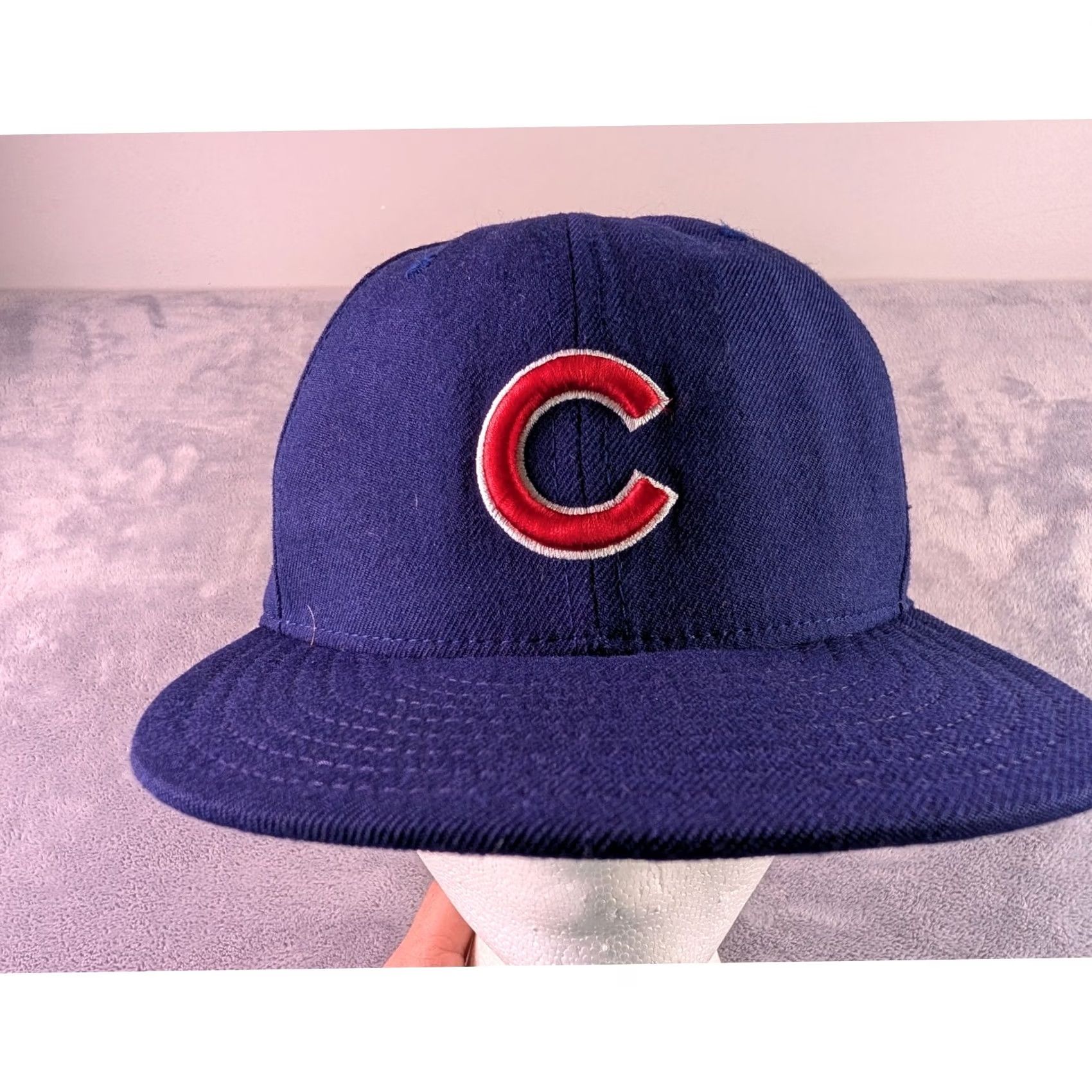 New Era VINTAGE? no. New Era 59FIFTY Chicago Cubs Fitted Hat 7 1/2 Blue MLB Authentic Made in USA Size ONE SIZE - 2 Thumbnail