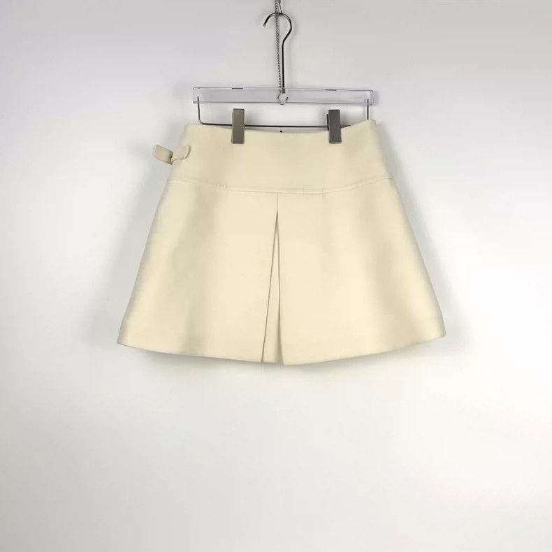 Louis Vuitton Louis Vuitton Milk White Wool Mulberry Silk Skirt 2505-Next Size 35" - 4 Thumbnail
