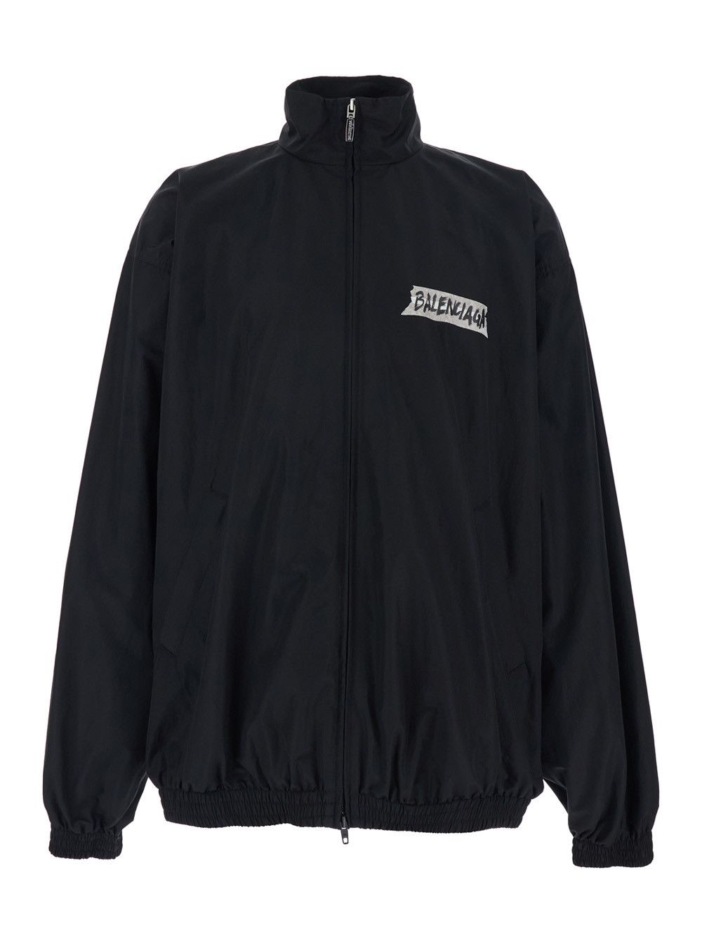 Balenciaga Black Jacket with High Collar and Logo on Front and Back in Cotton Blend for Men Size US S / EU 44-46 / 1 - 1 Thumbnail