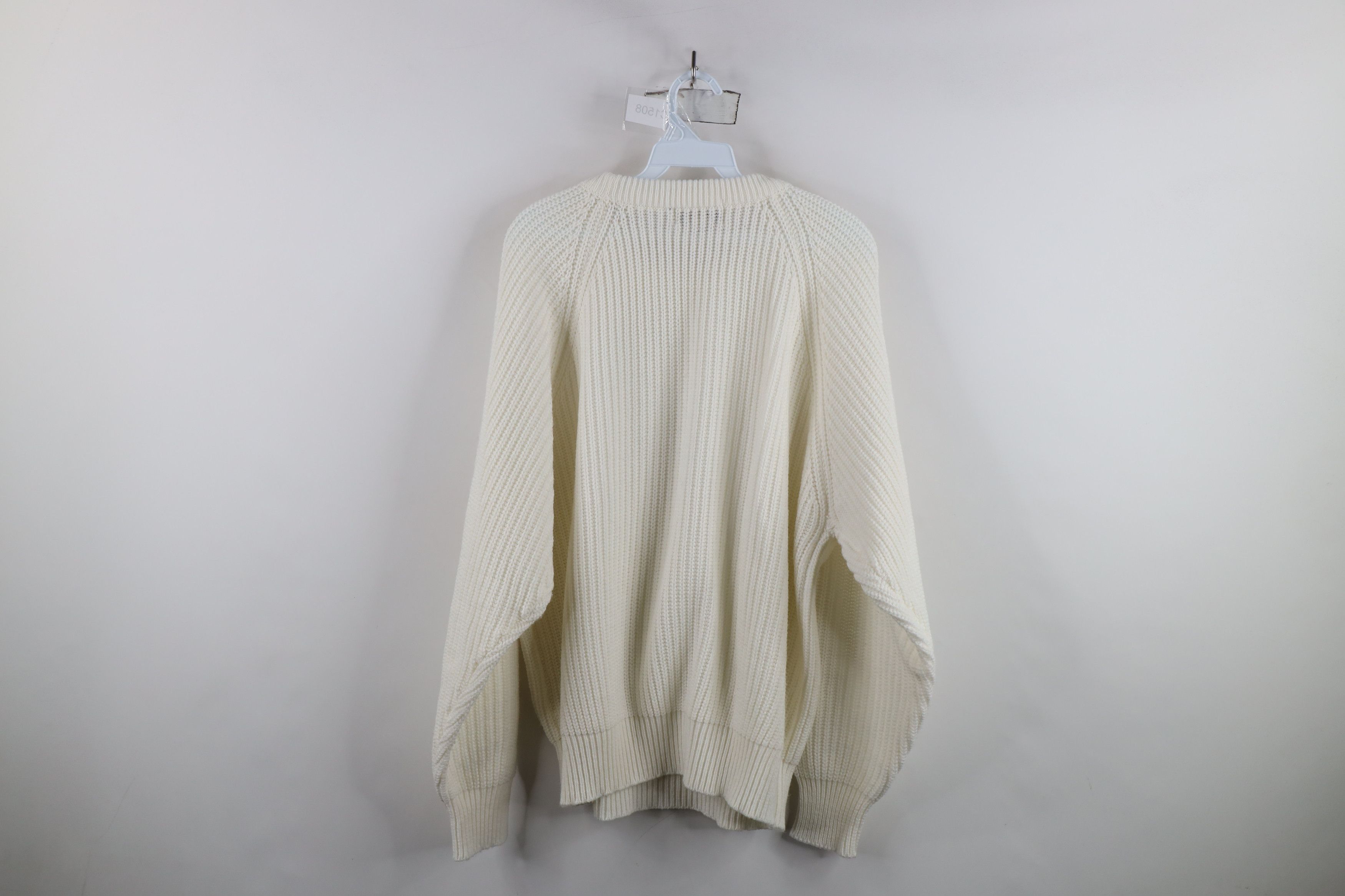 Vintage Vintage 90s Streetwear Ribbed Knit Crewneck Sweater White Size US XL / EU 56 / 4 - 8 Thumbnail