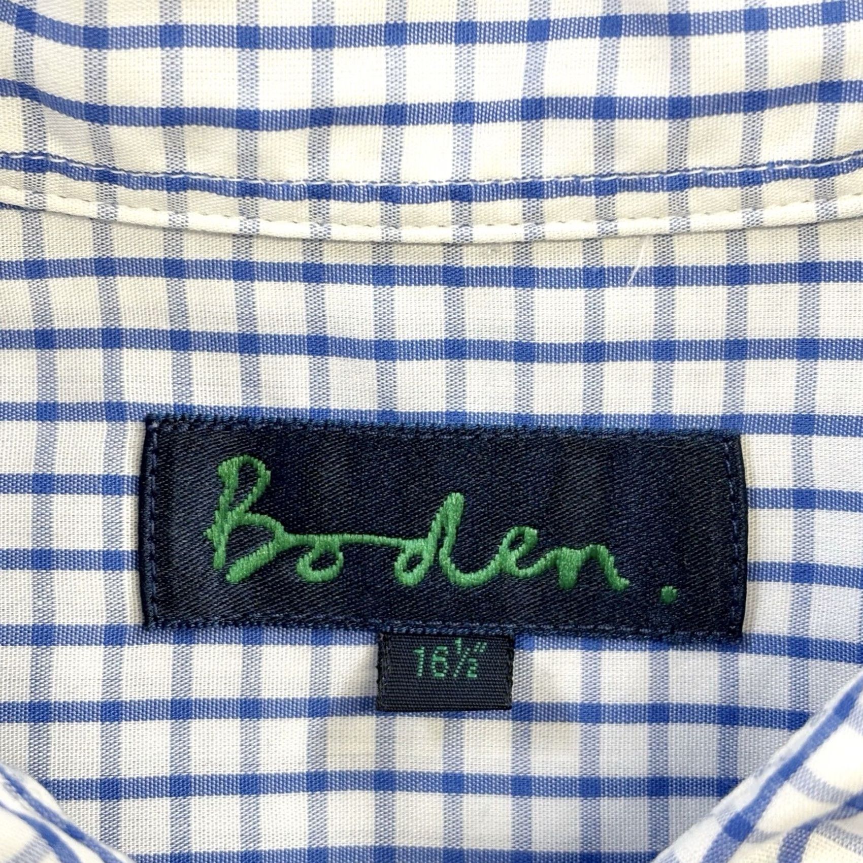 Boden Boden Shirt 16.5” Check Blue White Mens Button-Down Long Sleeve Formal Work Used Size 46R - 6 Thumbnail