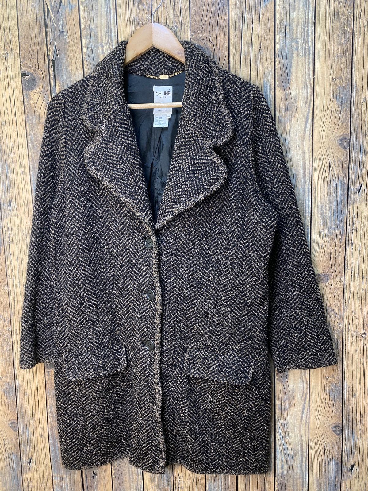 Celine × Hedi Slimane Vintage Celine Wool Trench Jacket Size M / US 6-8 / IT 42-44 - 1 Thumbnail