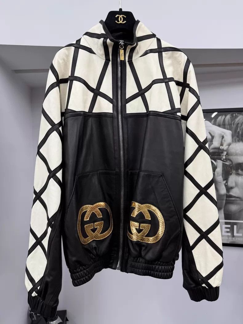 Gucci Gucci White and black plaid stitching gold thread embroide Size S / US 4 / IT 40 - 1 Thumbnail