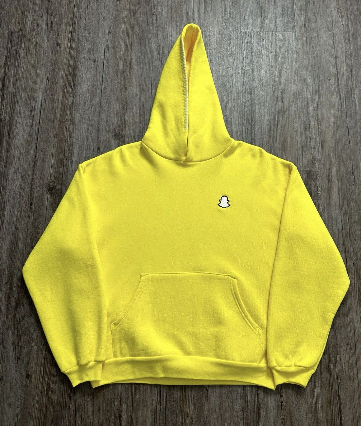 image of Madhappysnapchat Boxy Fit Hoodie Size Small in Yellow, Men's