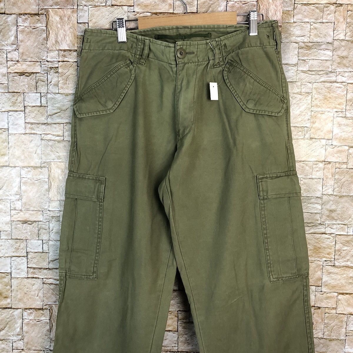 Japanese Brand Back Number Green Cargo Multipocket Pants #A734 Size US 31 - 5 Thumbnail