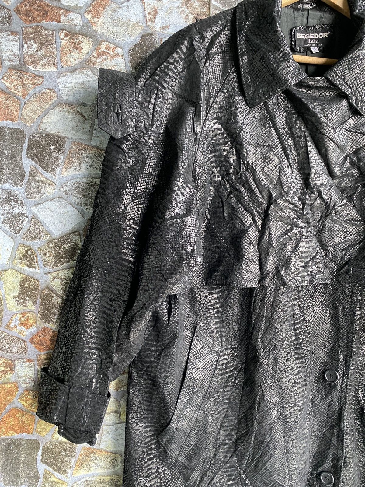 If Six Was Nine × Le Grande Bleu (L.G.B.) Vintage Begedor Italia Leather Trench Coat Jacket Size US XL / EU 56 / 4 - 7 Thumbnail