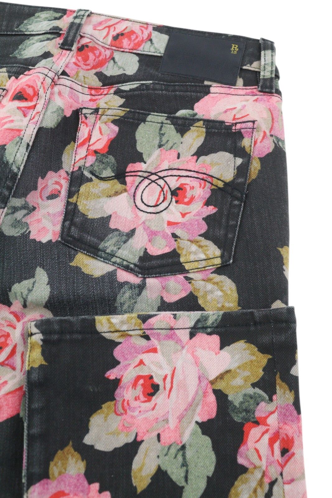 R13 KICK FIT 27 Rose Print Slim Straight Cropped Jeans 85847 Size 27" / US 4 / IT 40 - 5 Thumbnail