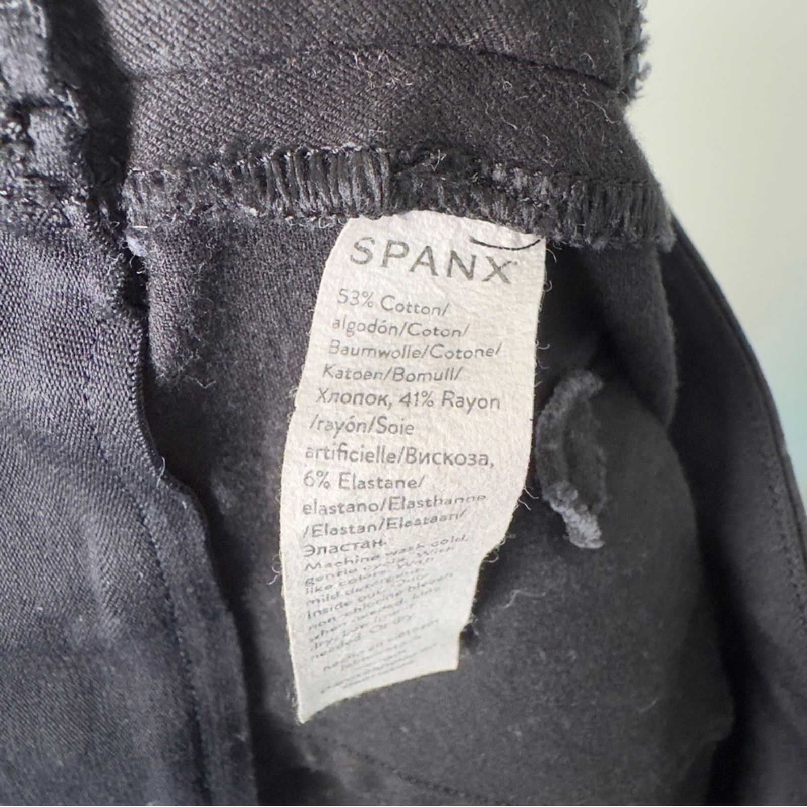 Spanx SPANX Black Stretch Chinos straight leg solid back pockets L Size 31" - 7 Thumbnail