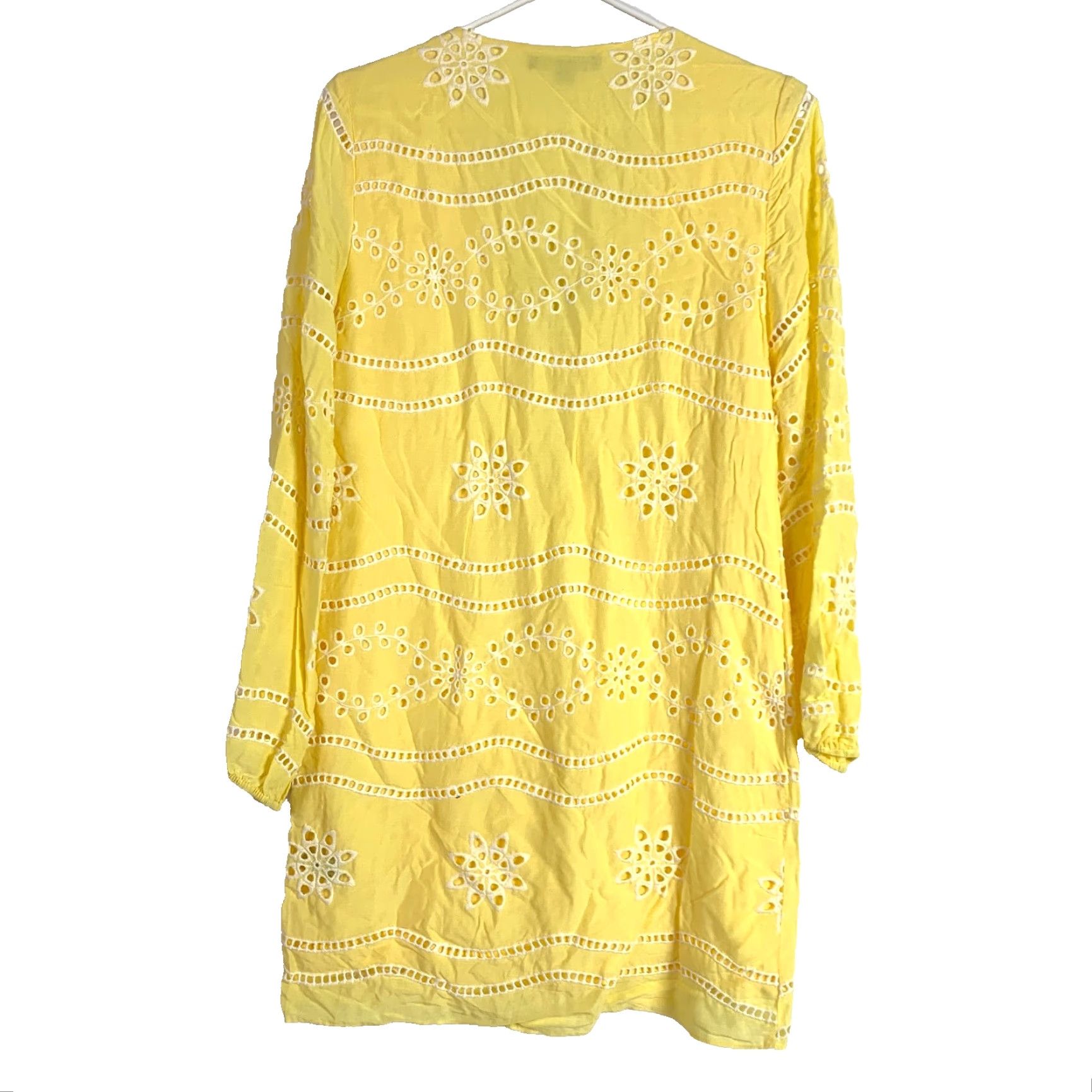 Boston Proper Boston Proper Dress Sundress Tank Dress Beaded V-Neck Yellow White Eyelet Short XS Womens XS Size 26" / US 2 / IT 38 - 6 Thumbnail