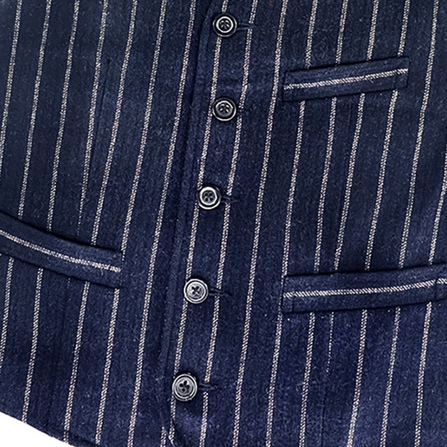 Banana Republic Vintage Banana Republic Navy & Brown Pinstripe Vest Size 36R - 3 Thumbnail