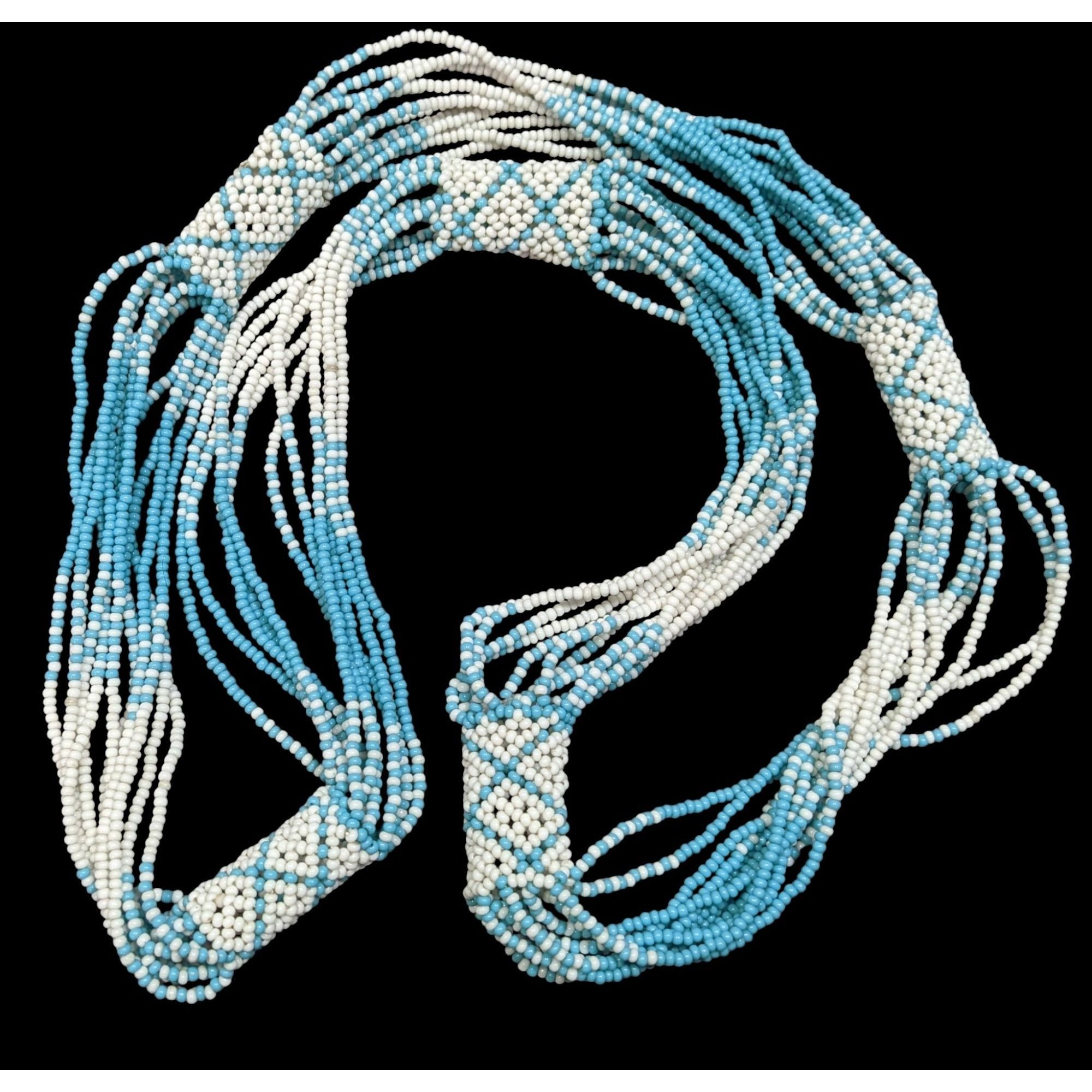 Other Vintage Handmade Blue And White Glass Seed Bead Necklace Size ONE SIZE - 1 Thumbnail