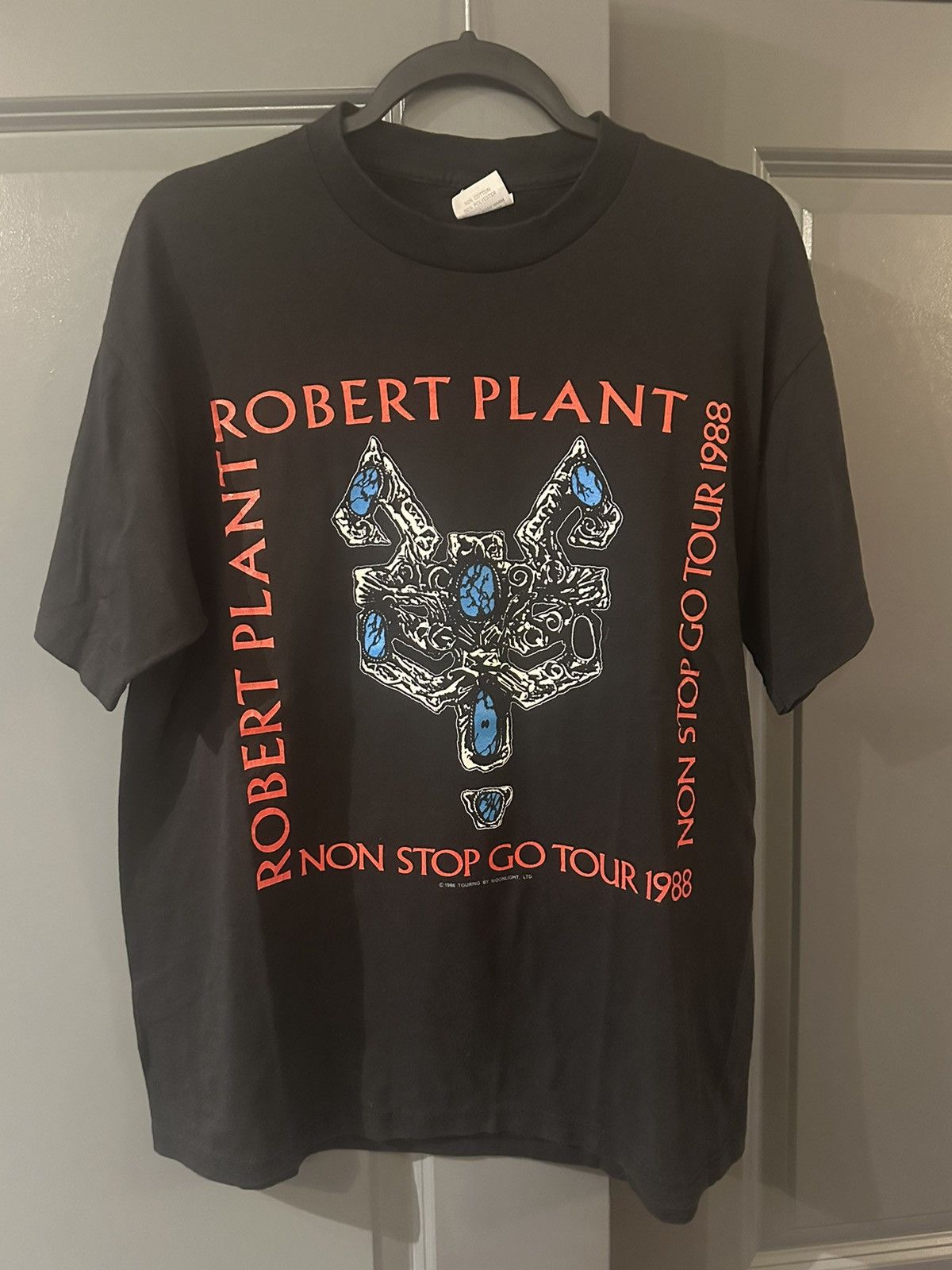 Image of Band Tees Vintage 1988 Robert Plant Non Stop Go World Tour Shirt in Black, Men's (Size XL)