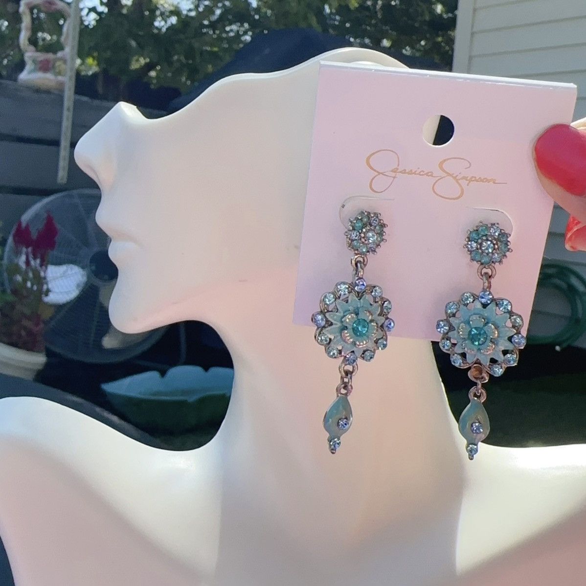 Jessica Simpson Jessica Simpson silver tone floral blue crystal diamond Size ONE SIZE - 1 Thumbnail