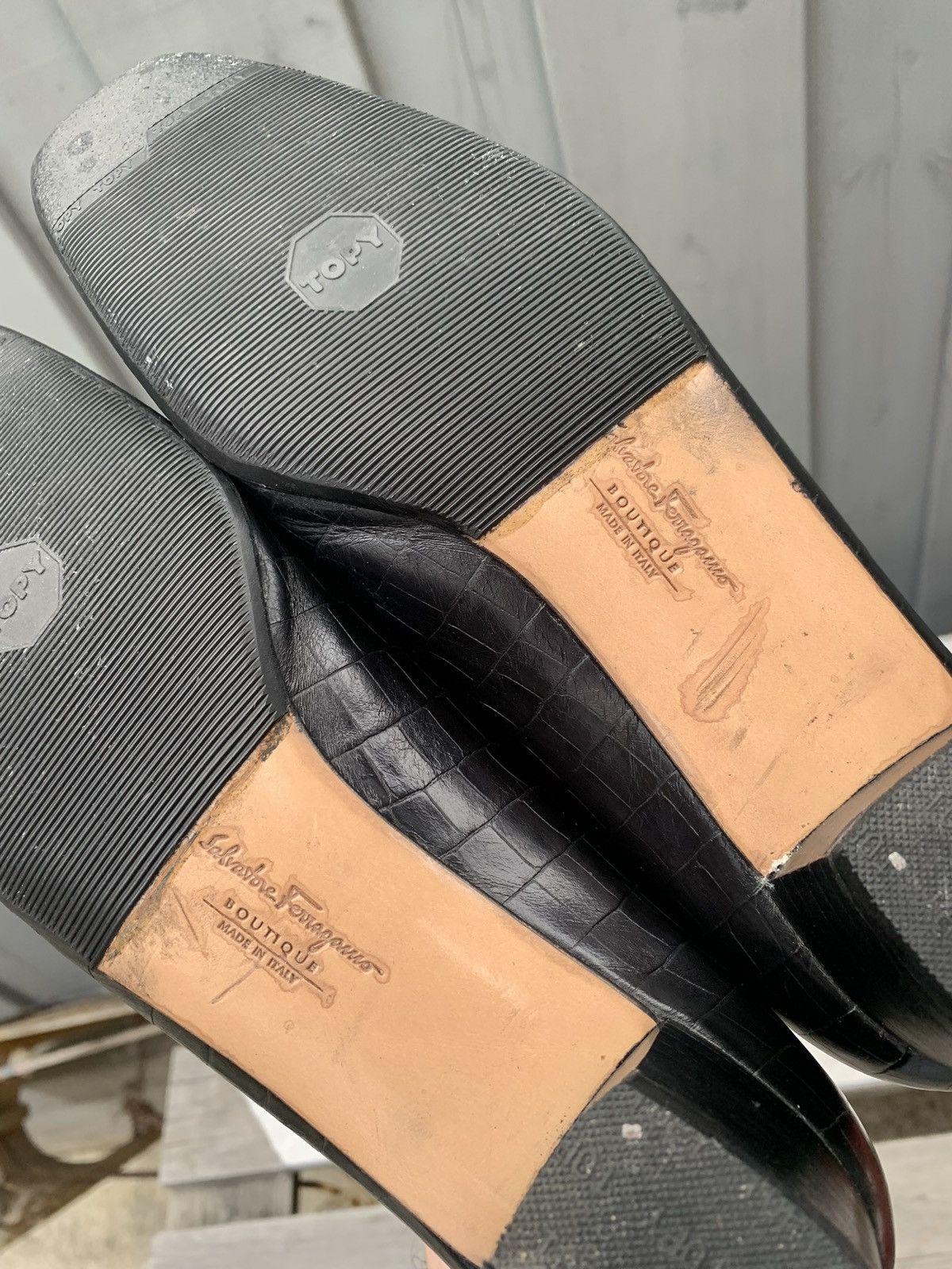 Salvatore Ferragamo × Vintage Vintage Salvatore Ferragamo Boutique Croc Leather Square Toe Size US 6.5 / IT 36.5 - 13 Thumbnail