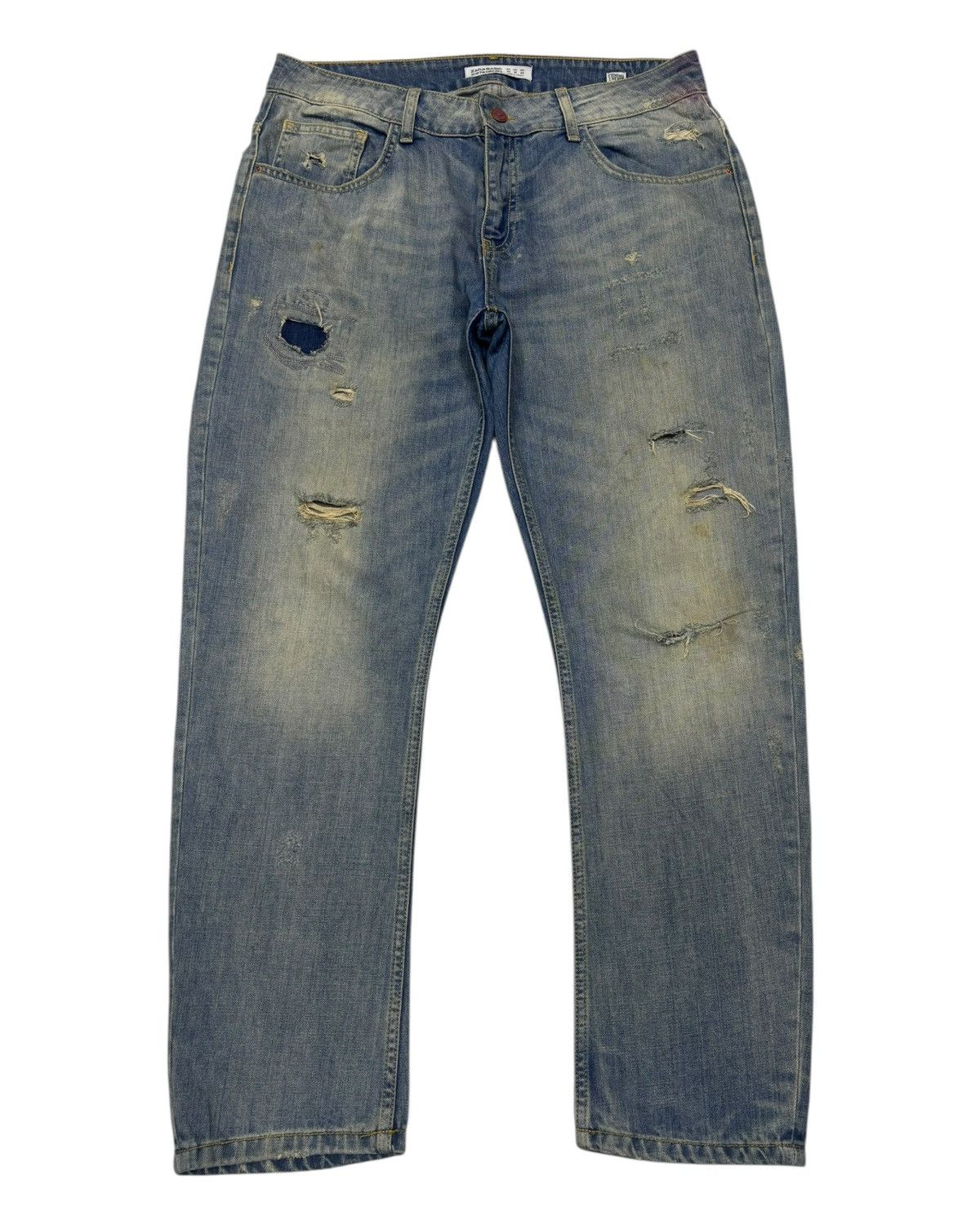 If Six Was Nine VINTAGE DISTRESSED DENIM ZARA BAGGY WIDE JEANS Size US 34 / EU 50 - 1 Thumbnail