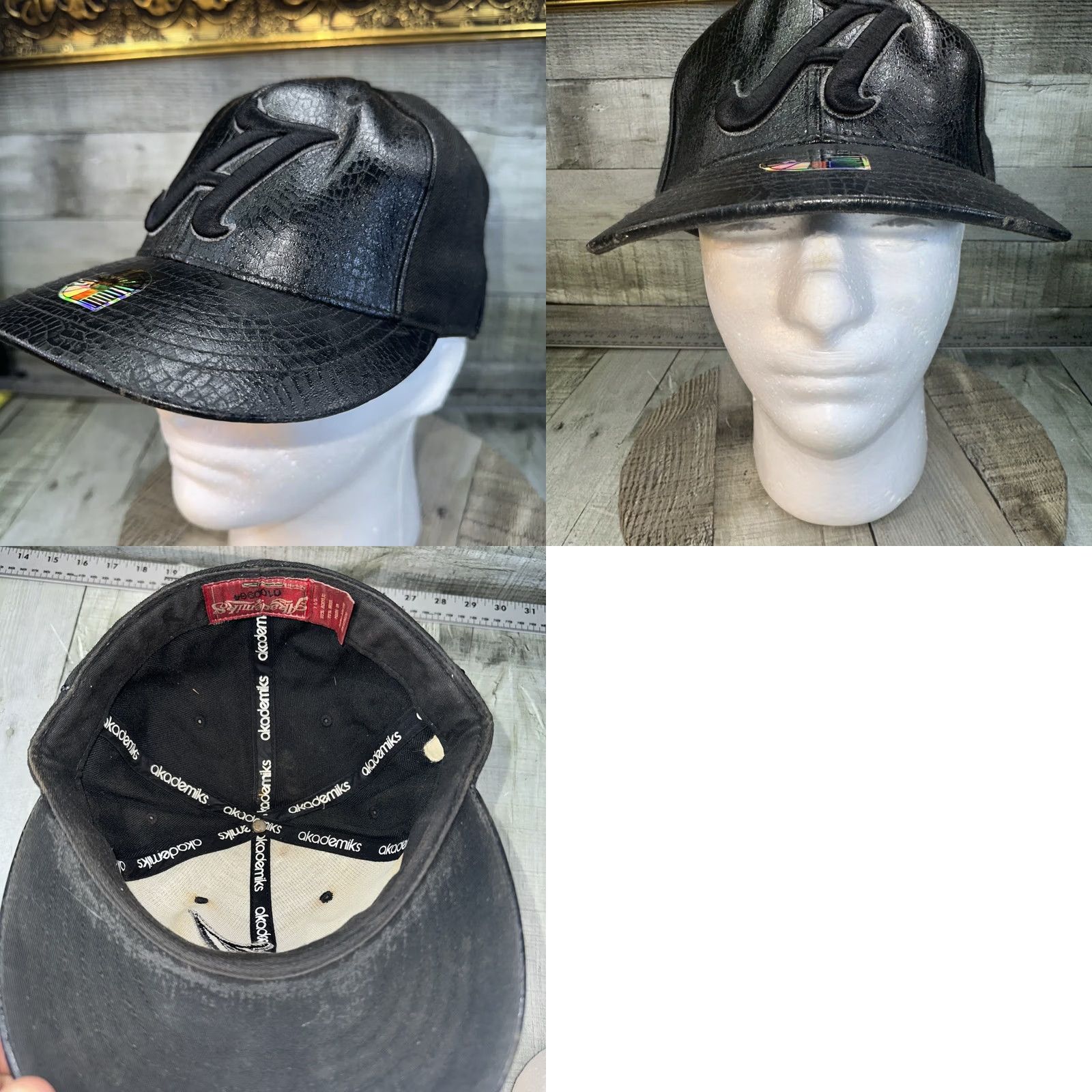 Akademiks AKADEMIKS Fitted Hat 7 1/8 Black Faux Snakeskin A Logo Cap Streetwear Rare Y2K Mens Size ONE SIZE - 8 Thumbnail