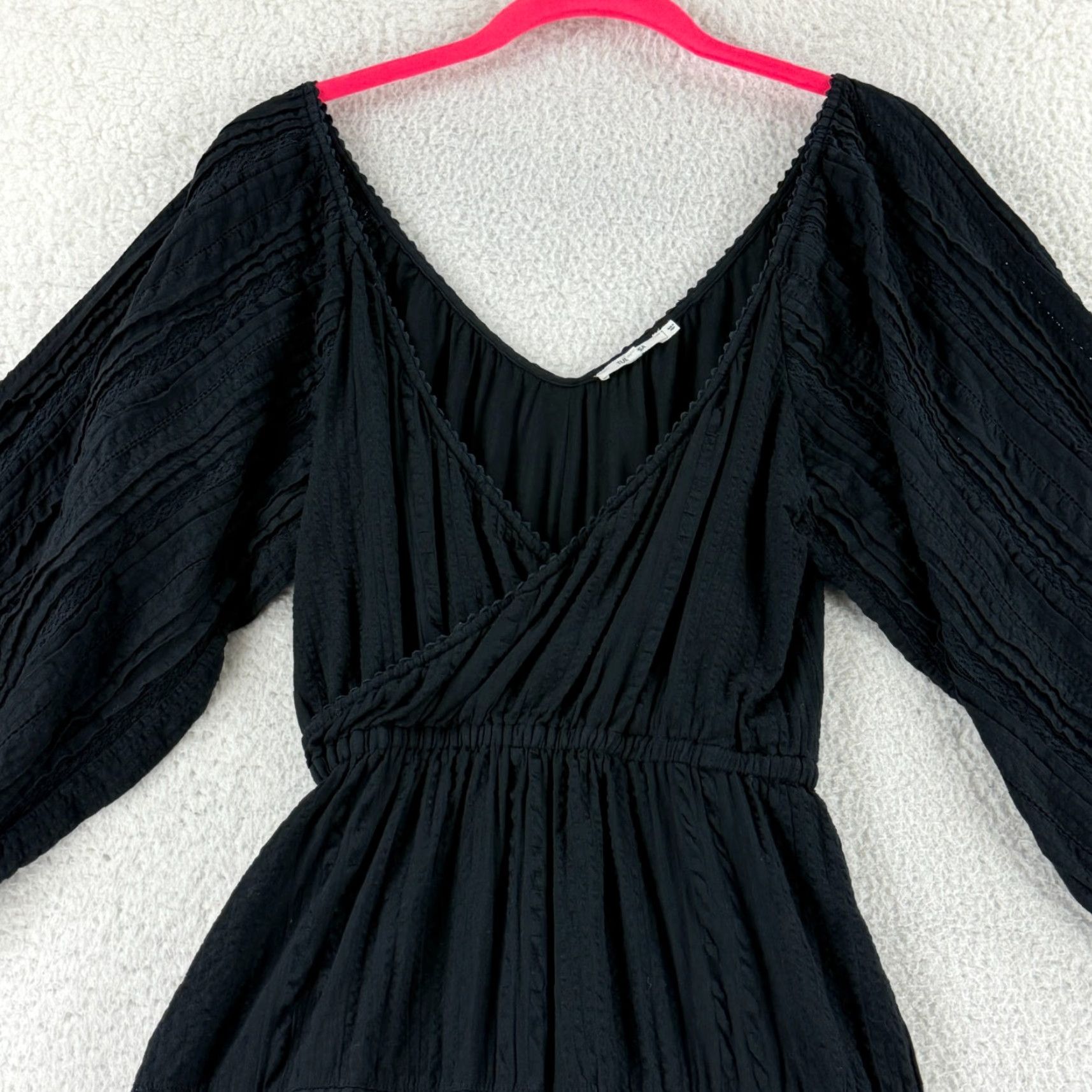 Vintage Tularosa Cora Mini Dress Womens XS Black V-Neck Long Puff Sleeve Pullover Size XS / US 0-2 / IT 36-38 - 2 Thumbnail