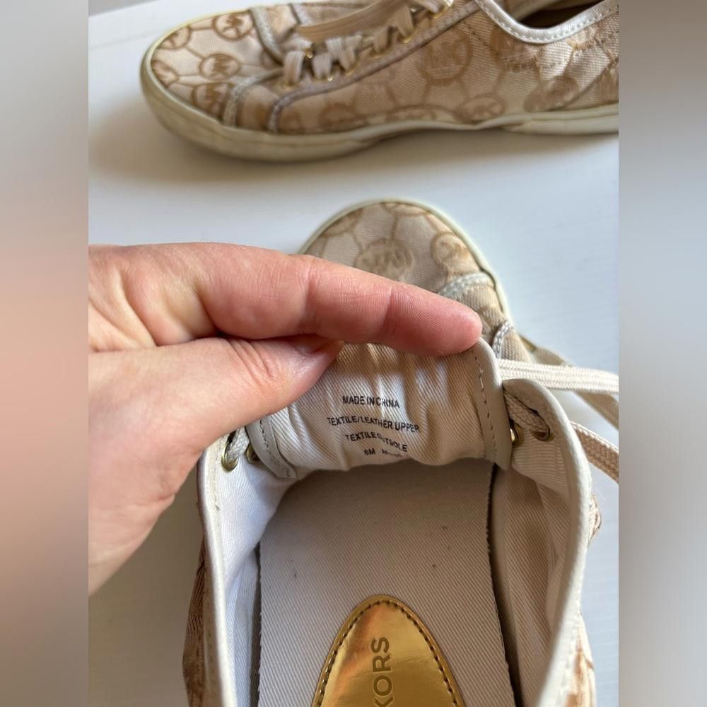 Michael Kors Michael Kors Canvas Sneakers with Gold Logo Size US 8 / IT 38 - 4 Thumbnail