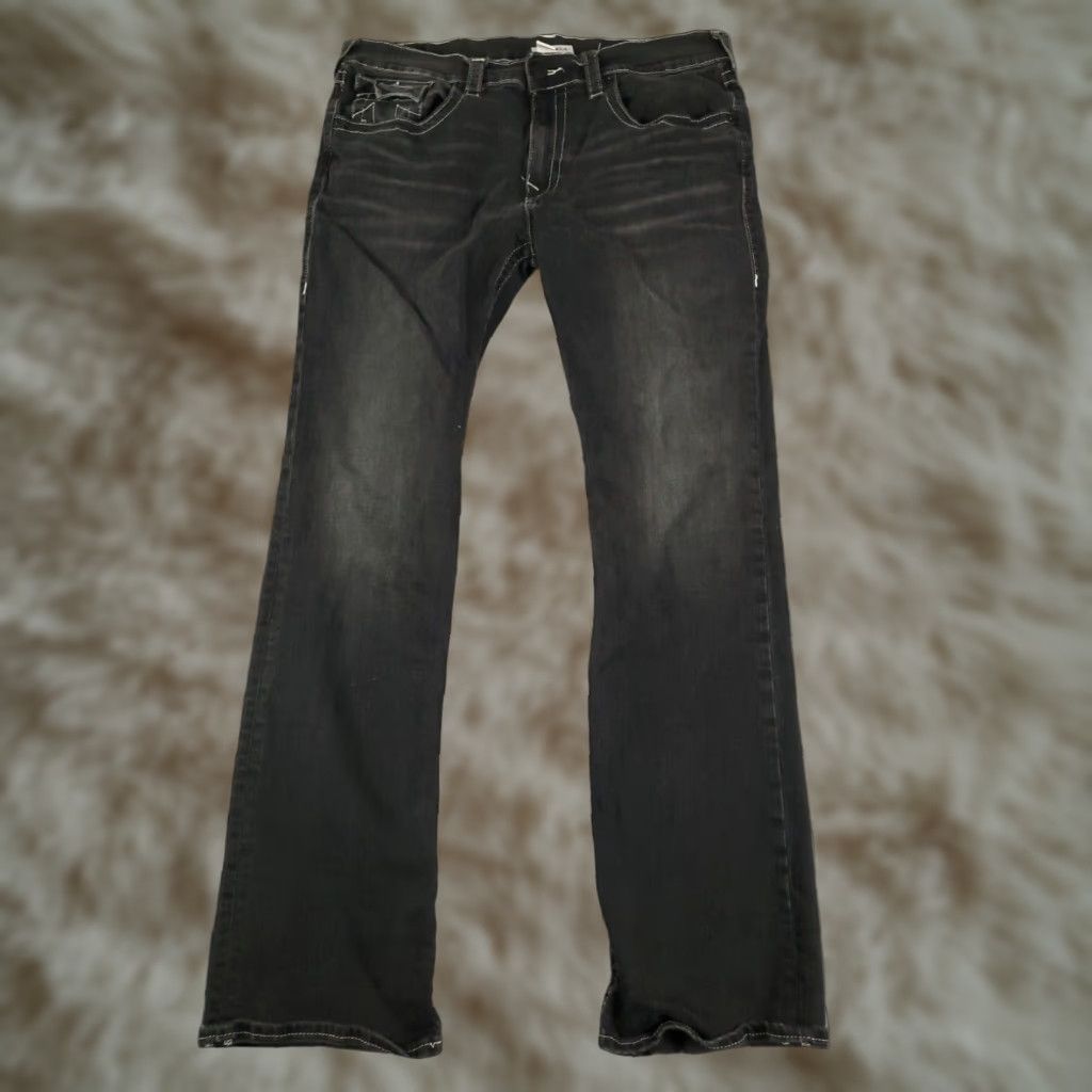 True Religion Jeans Mens Gray Slim Straight Leg 38x32 Cotton Denim