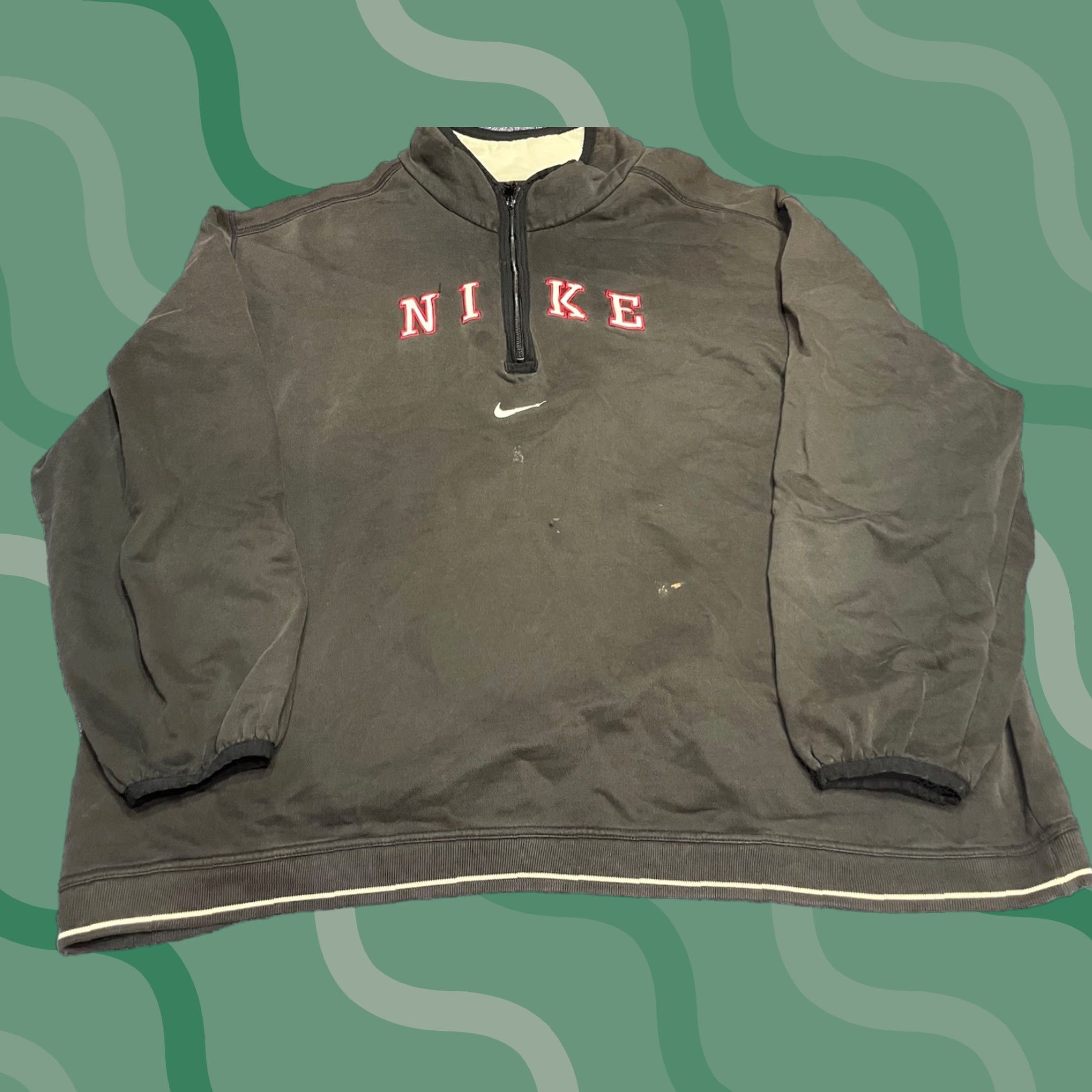 Nike VINTAGE Nike Center Swoosh 1/4 Zip Sweatshirt 2XL Black Nike Air Logo Center Swoosh 90s Graphic Print Mens Sweater XXL Sweatshirt Size US XXL / EU 58 / 5 - 1 Thumbnail