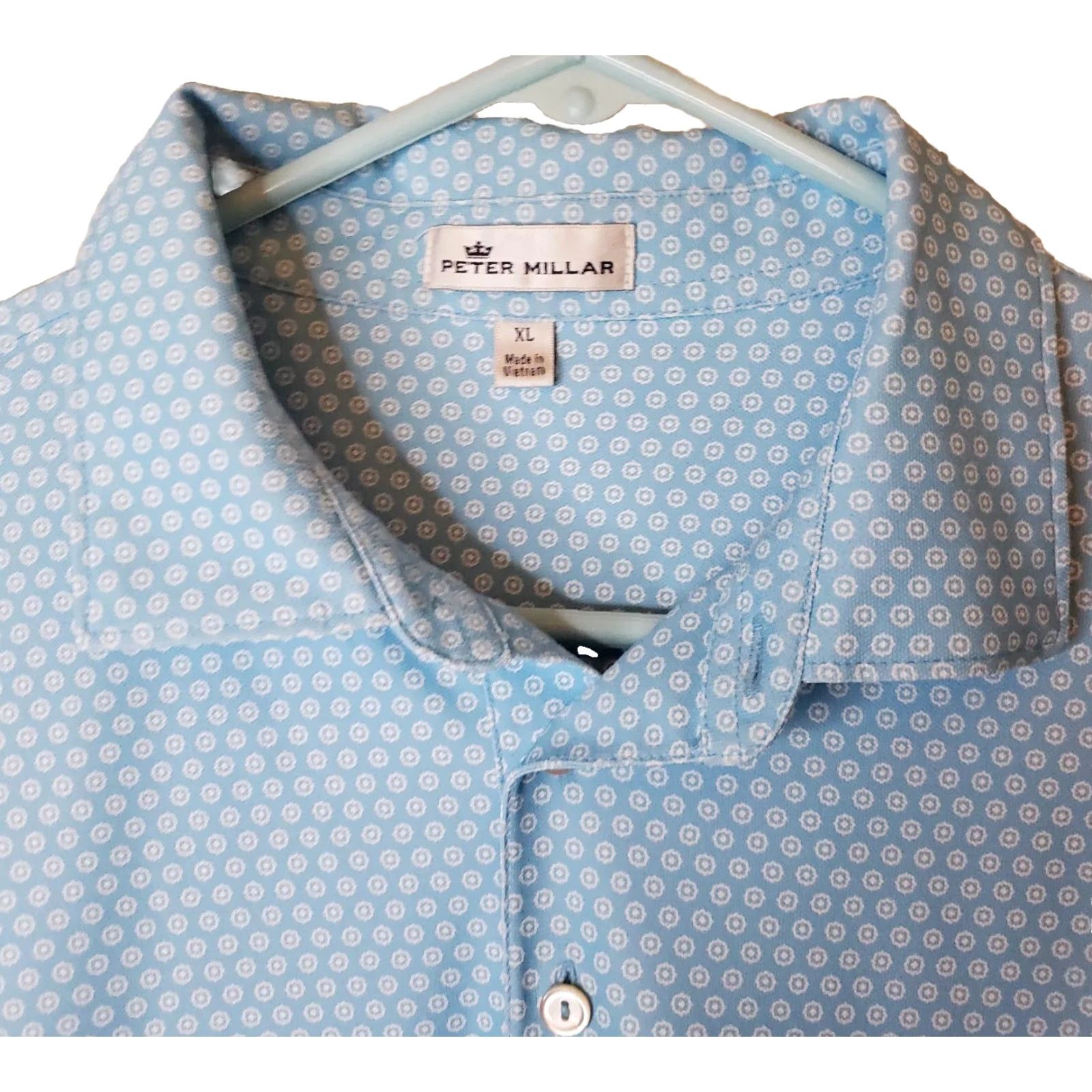 Peter Millar Peter Millar Crown Crafted Geometric Print Golf Polo Men's XL Blue S. S. Shirt Size US XL / EU 56 / 4 - 6 Thumbnail