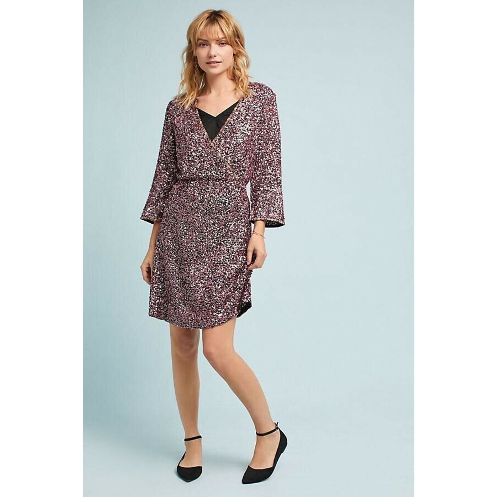 Anthropologie New Varun Bahl Sequined Wrap Mini Dress $348 Size 2 Size XS / US 0-2 / IT 36-38 - 2 Thumbnail