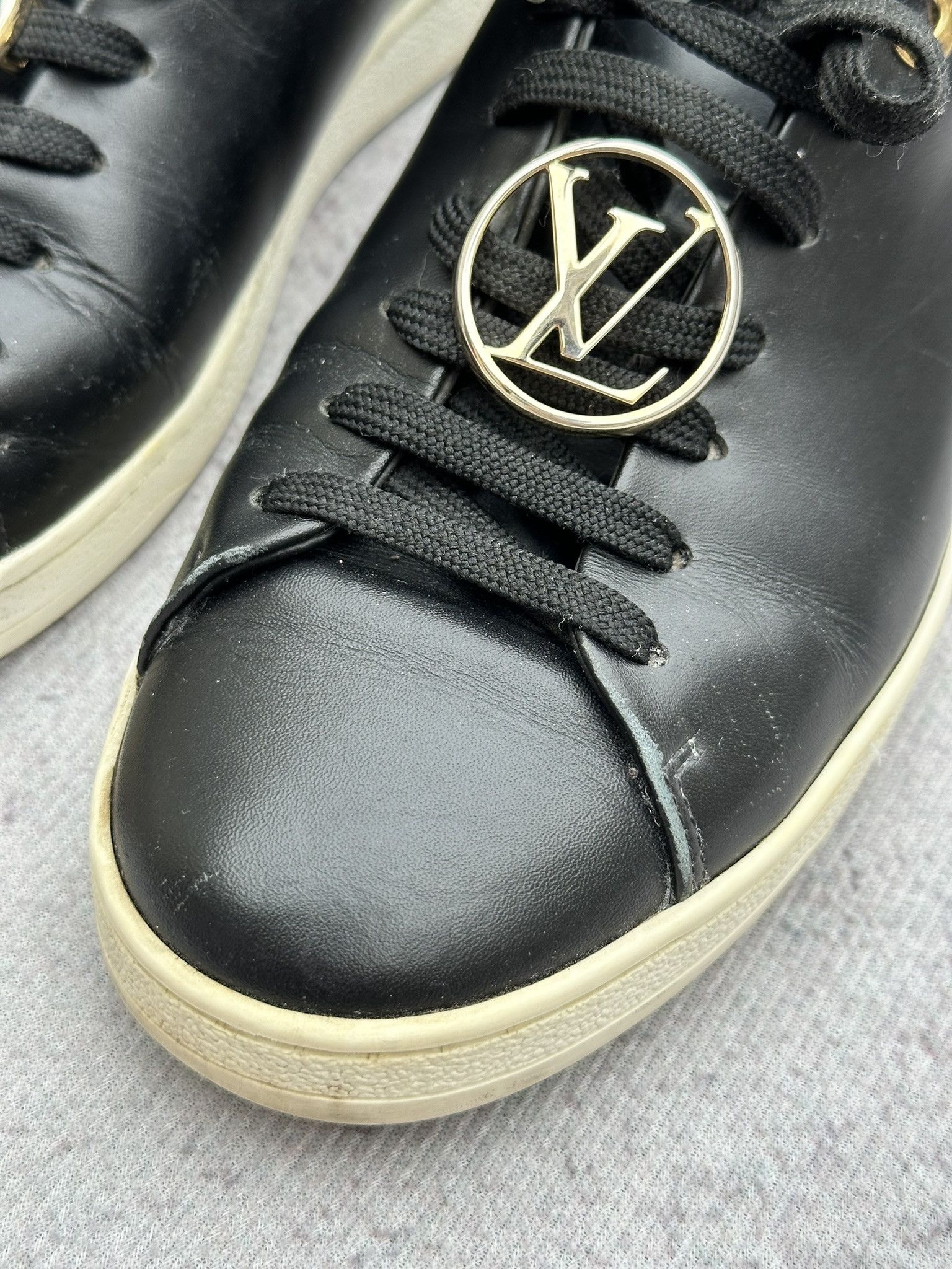 Louis Vuitton Louis Vuitton Frontrow Sneakers LV Metal Lace Logo Leather Size US 5.5 / IT 35.5 - 3 Thumbnail
