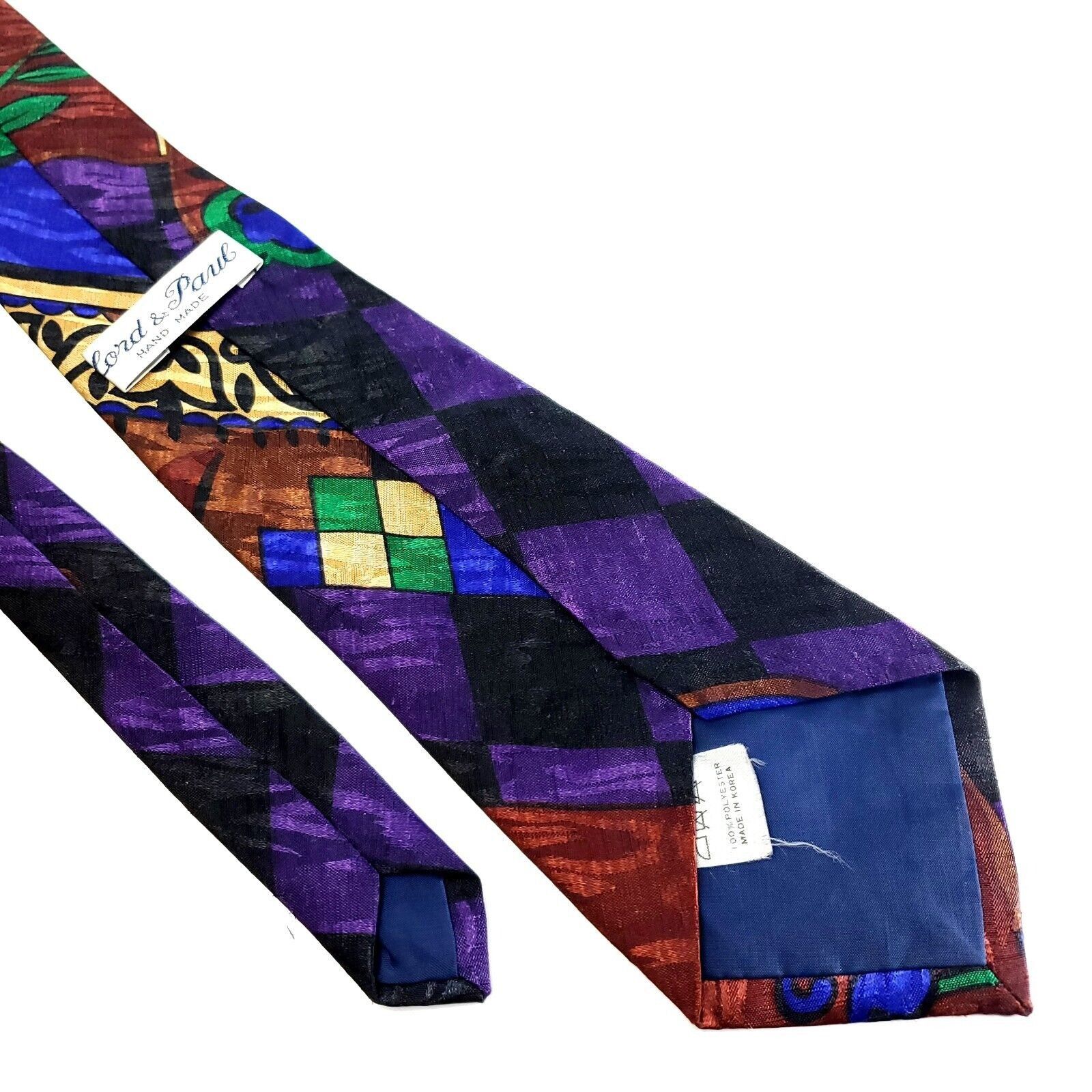 Designer Lord & Paril Polyester Tie Abstract Purple Short Wide Size ONE SIZE - 5 Thumbnail