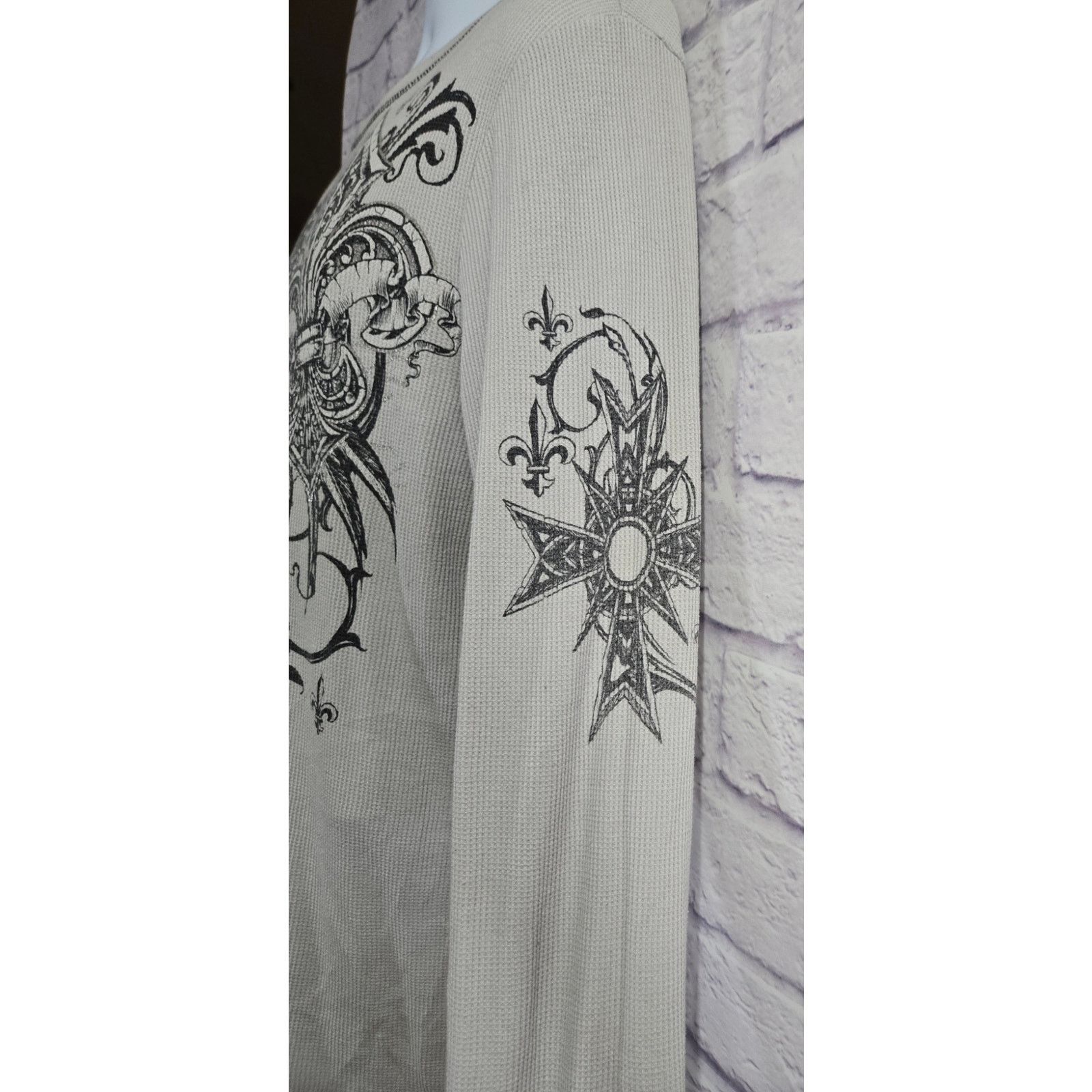 Other VTG No Boundaries Gray Black Filigree Thermal Men's Shirt L Size US L / EU 52-54 / 3 - 2 Thumbnail