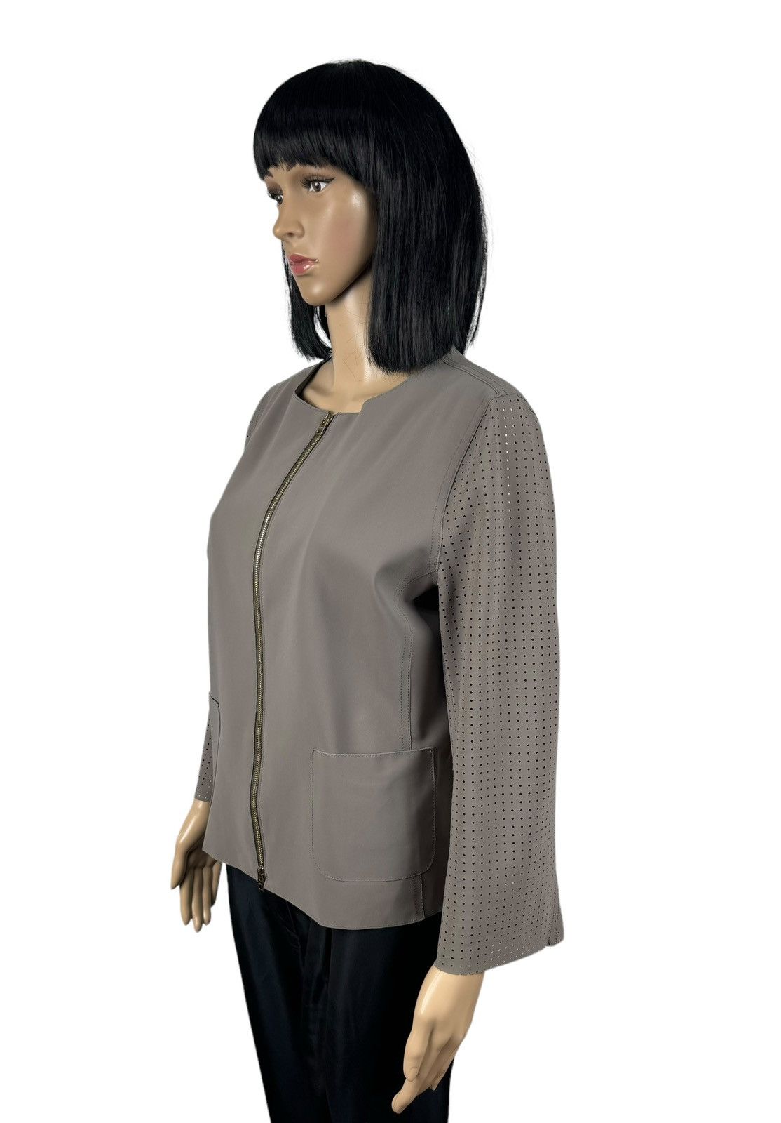 Herno HERNO Round Neck Zip Gray Jacket Perforated Size 46 Size L / US 10 / IT 46 - 6 Thumbnail