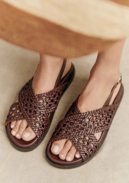Sézane Tilda Sandals in Brown, Women's (Size 8)