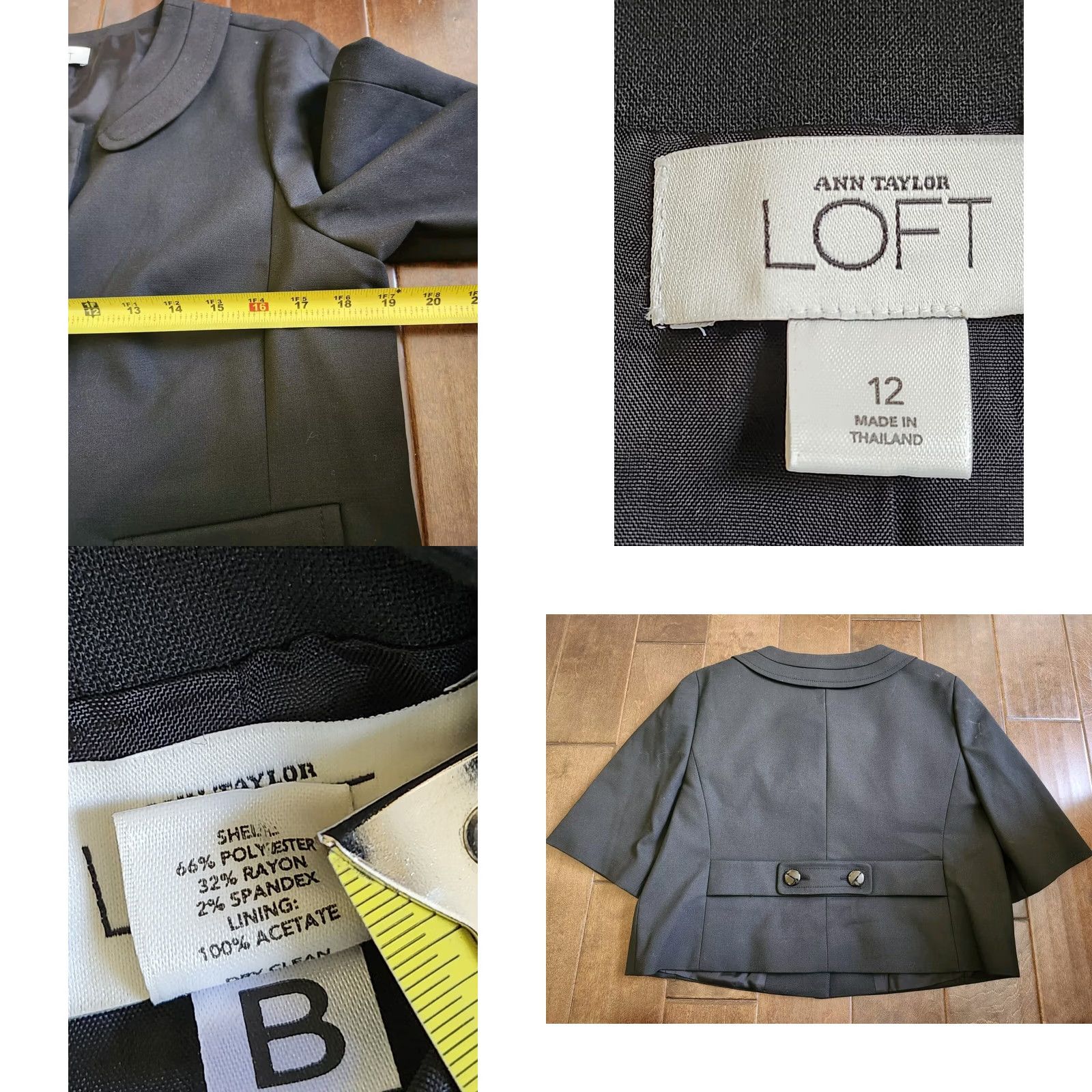 Loft LOFT Women Jacket Black Button Short Sleeve Lined 12 Regular Size 12 Formal Business Party/Cocktail Travel Size 34" / US 12 / IT 48 - 9 Thumbnail