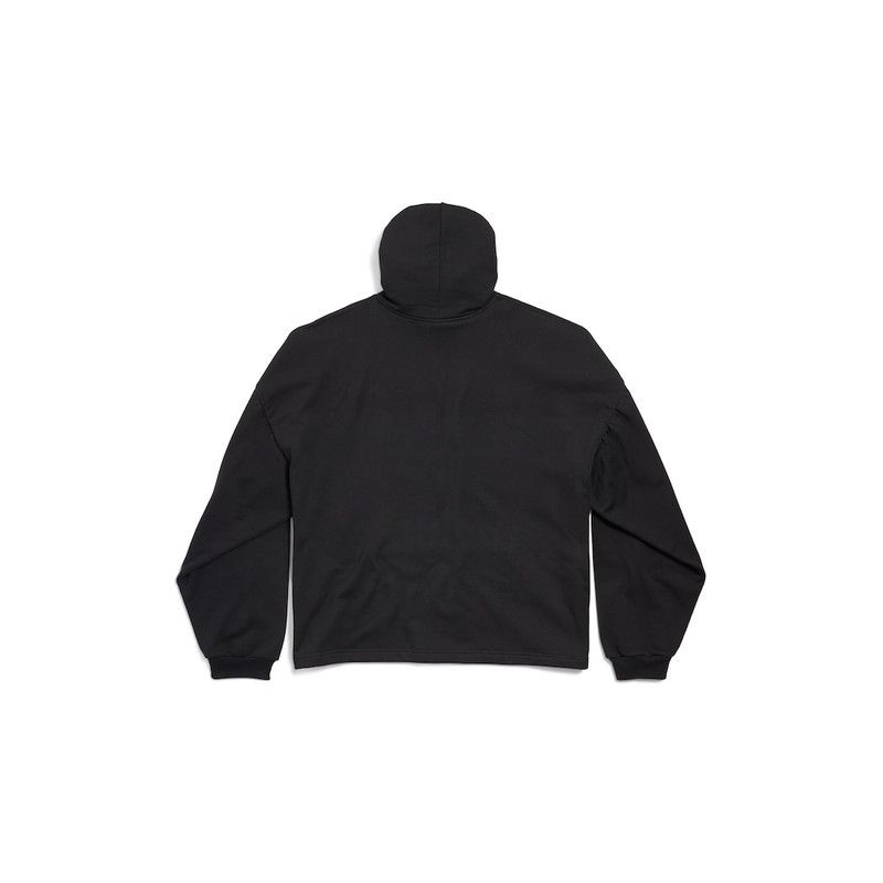 Balenciaga o1tr1nto0326 Paris Strass Cropped Hoodie Oversized in Black Size S / US 4 / IT 40 - 2 Thumbnail