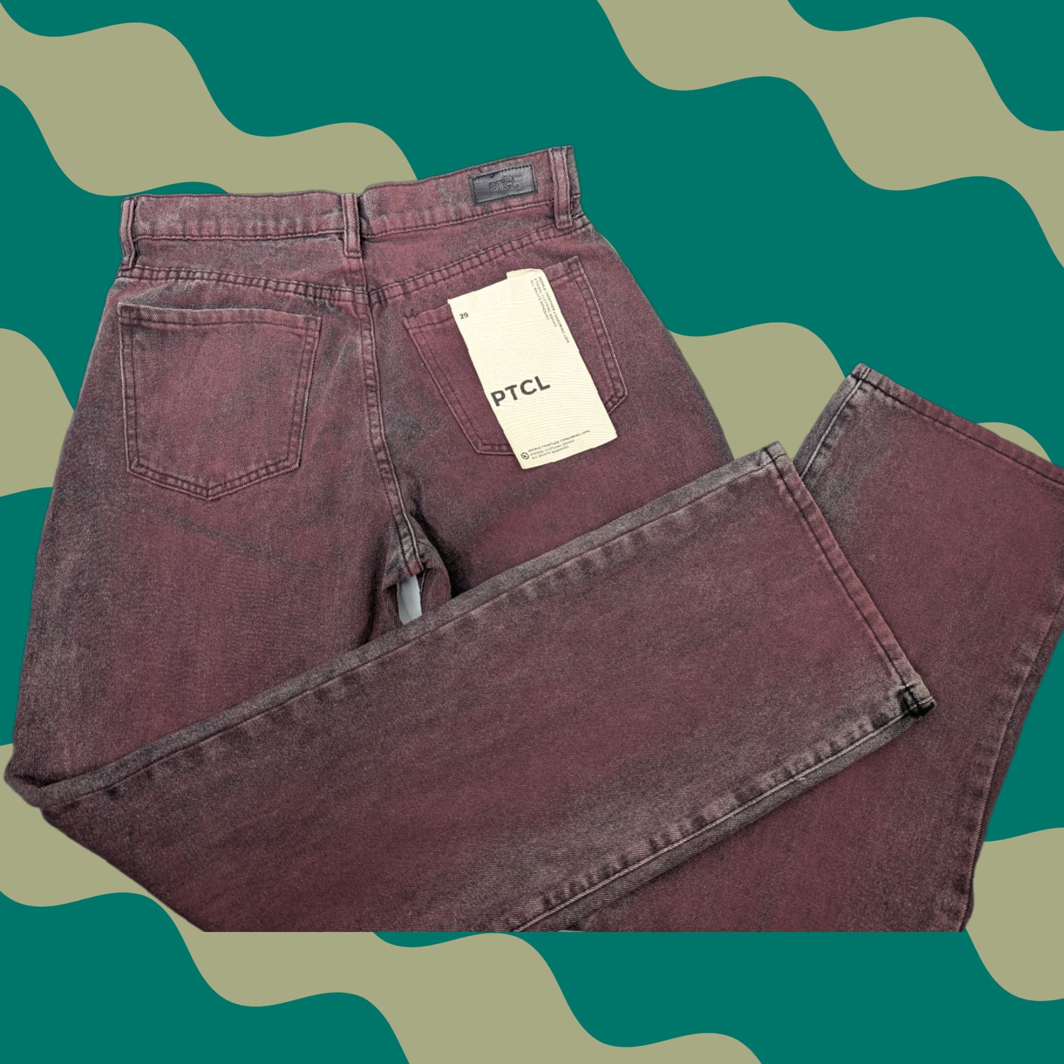 Vintage PTCL Jeans Red Brand PTCL Coated Denim 29 Skater Streetwear Y2K Overdye Regular Women Jeans Size 29" - 1 Thumbnail