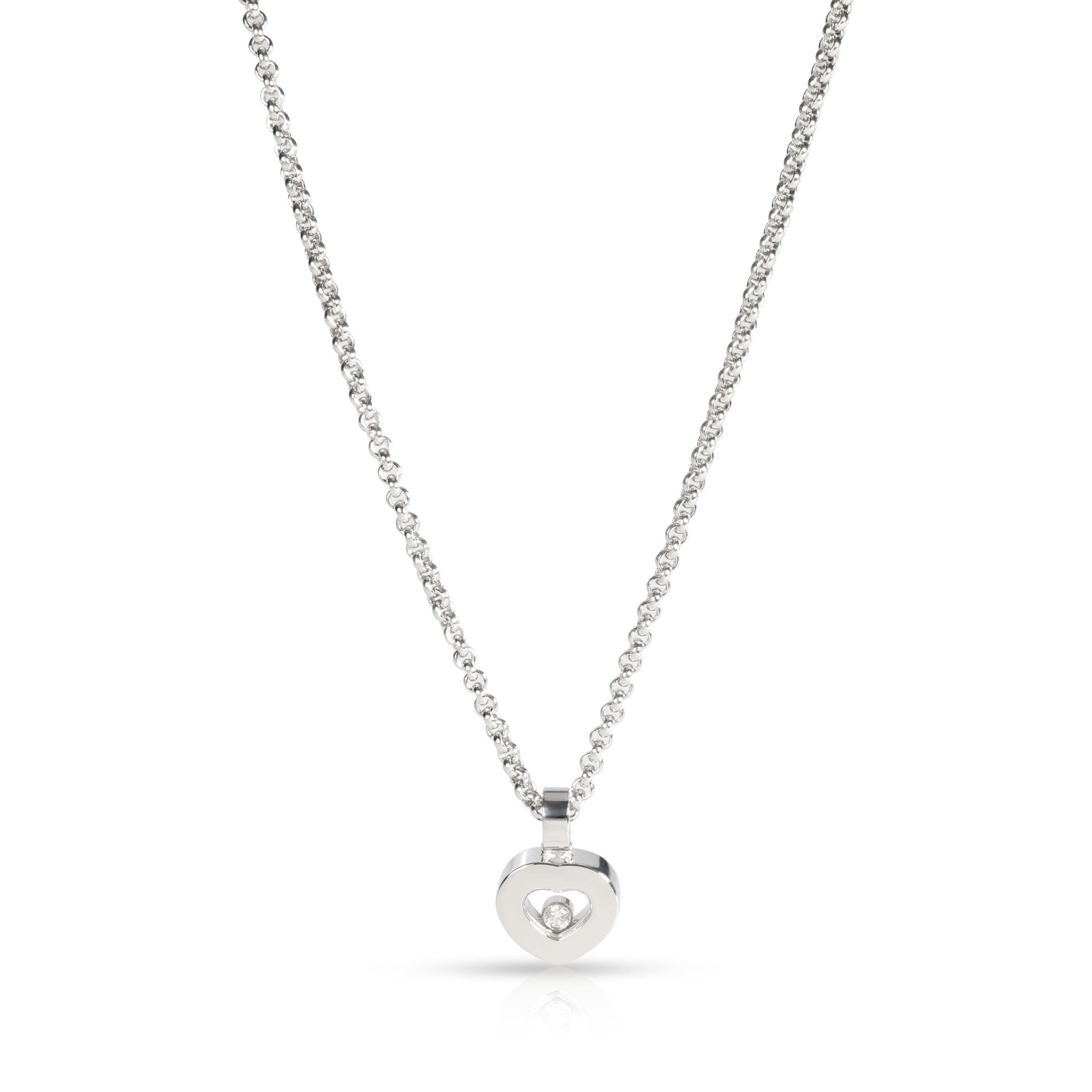 image of Chopard Happy Heart Diamond Necklace In 18K White Gold 0.05 Ctw, Women's