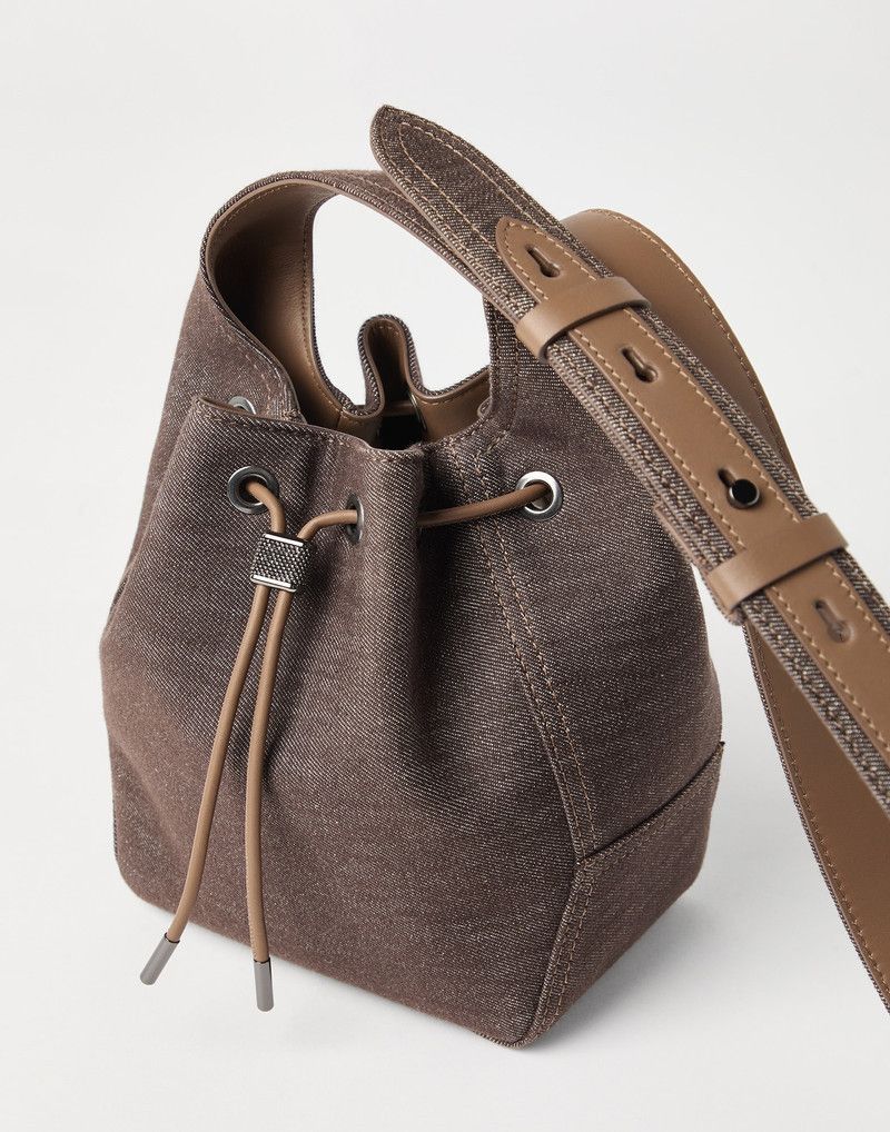 Brunello Cucinelli o1la1rc1a0326 Size: OS / BC Duo Small Bucket Bag in Brown Size ONE SIZE - 3 Thumbnail