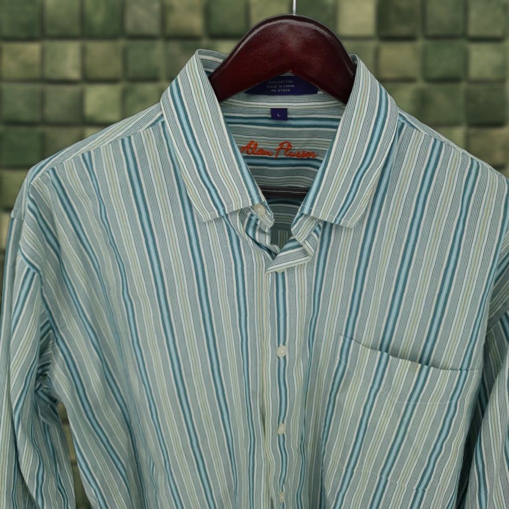 Vintage Alan Flusser Shirt Mens Large Button Up Long Sleeve Striped Pocket Size US L / EU 52-54 / 3 - 1 Thumbnail