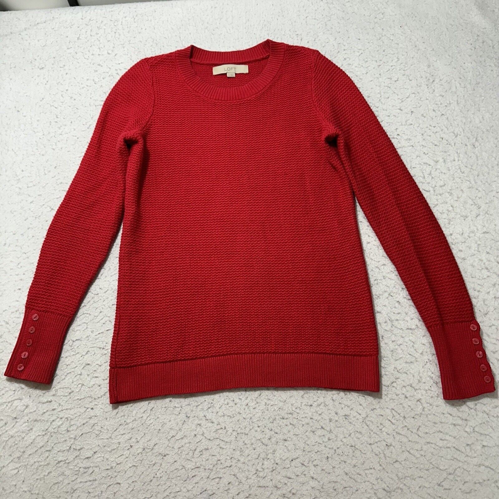Loft LOFT XS Long Sleeve Crewneck Red Pullover Sweater Buttons Size XS / US 0-2 / IT 36-38 - 1 Thumbnail